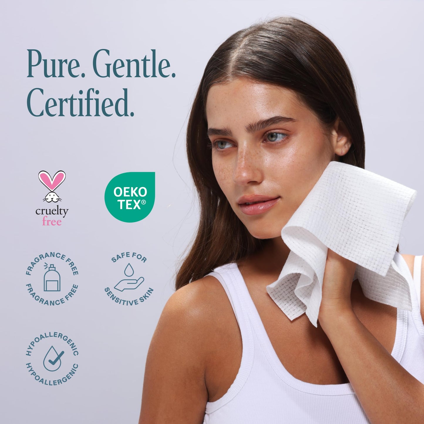 Cliganic XL Disposable Face Towels – Soft, Hypoallergenic, Ultra-Absorbent Makeup Remover Wipes, 50 Ct, All Skin Types