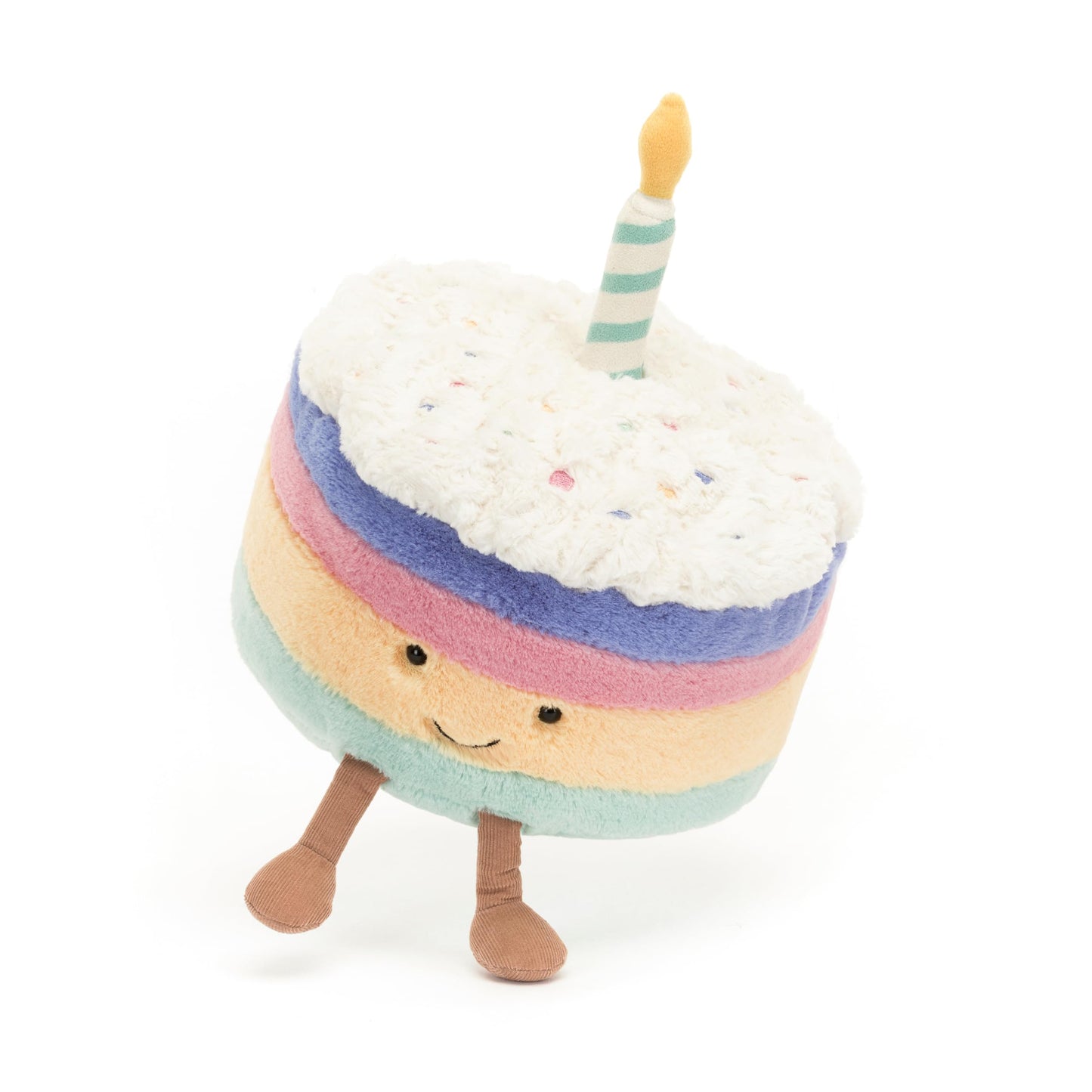 Jellycat Amuseables Rainbow Birthday Cake Stuffed Toy, Medium 6 inches - Dessert Plush - Birthday Gift