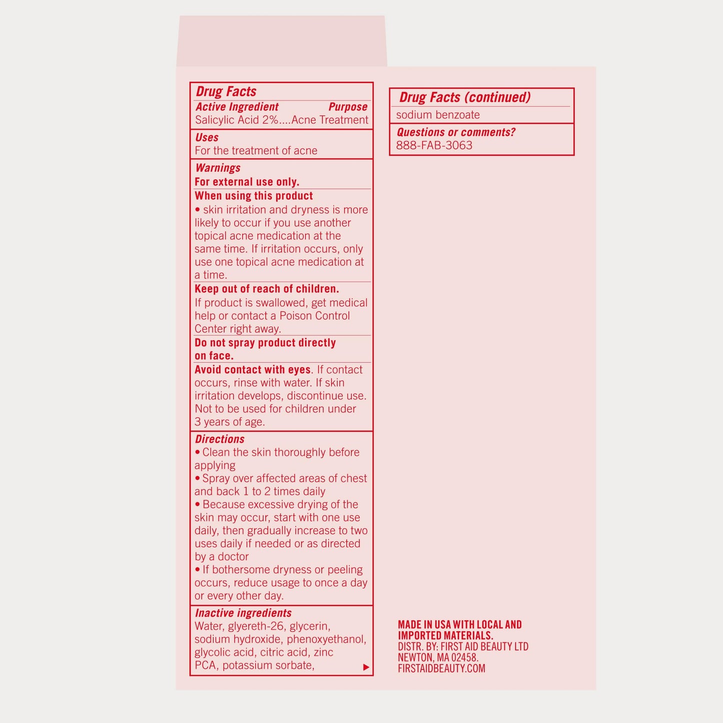 First Aid Beauty Body Acne Spray - Maximum Strength Body Acne Treatment With 360-Degree Sprayer - 2% Salicylic Acid Formula, (3.0 oz)