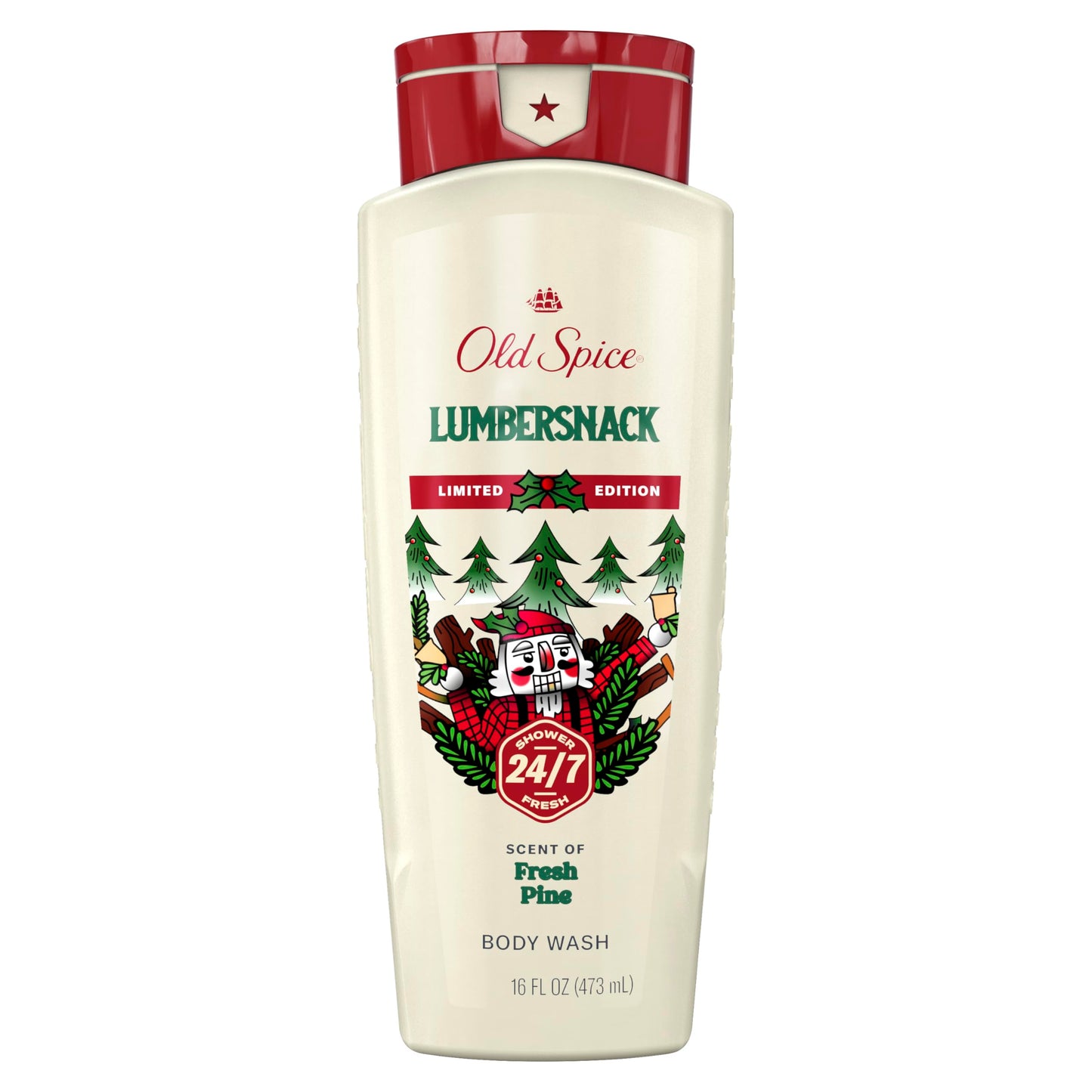 Old Spice Holidudes Body Wash for Men, 16oz – Lumbersnack Pine Scent, Rich Lather, Long-Lasting Holiday Freshness, Stocking Stuffer