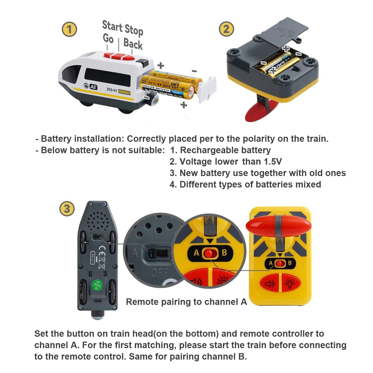 Z MAYABBO Remote Control Wooden Train Set – Battery Operated Locomotive & Cars, Fits All Major Wooden Tracks, Powerful Engine for Kids