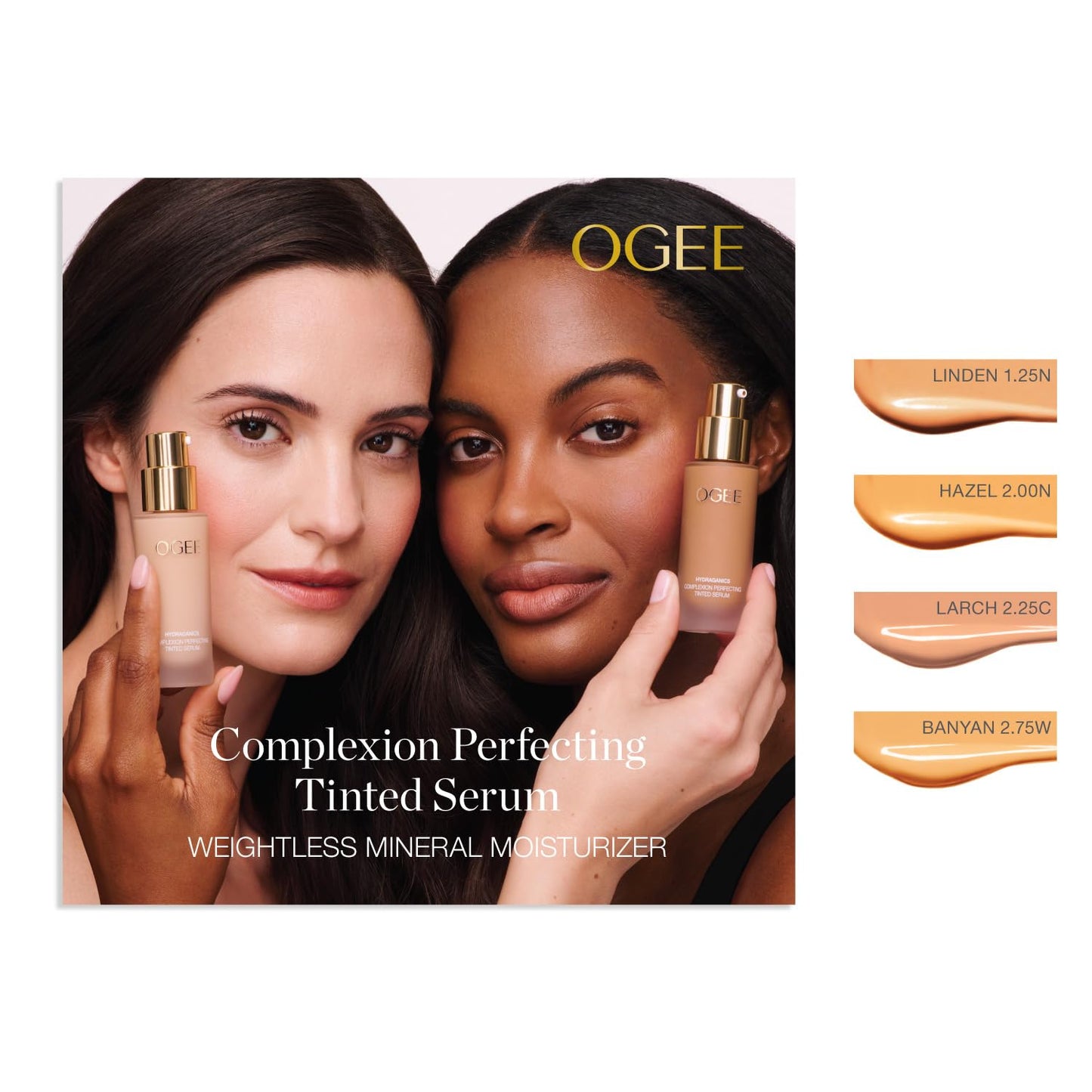 Ogee Complexion Perfecting Liquid Foundation – Lightweight Tinted Moisturizer, Vitamin C & Jojoba Oil, Linden 1.25N Light Beige, Organic