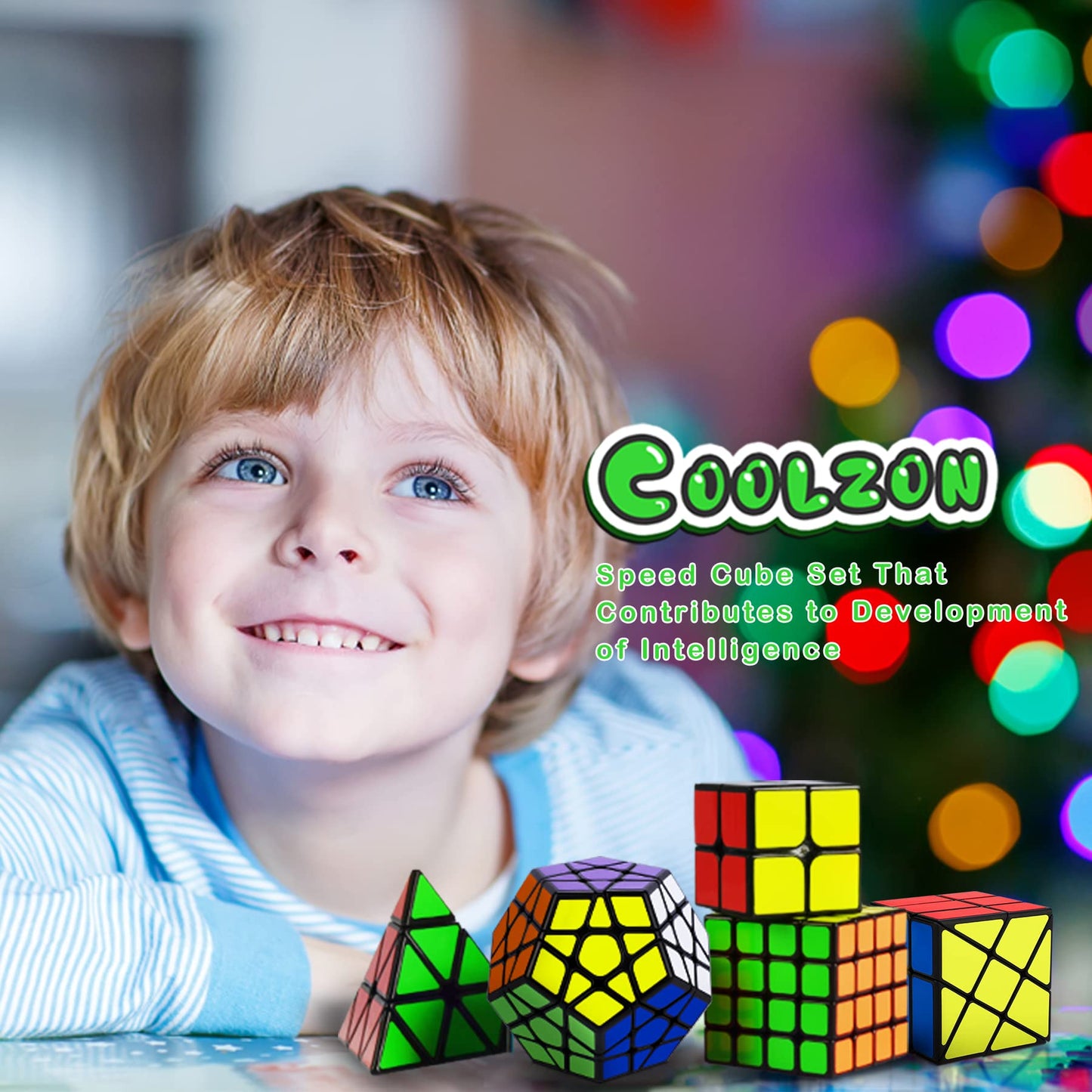 Speed Cube Set, Puzzle Cube, Magic Cube 2x2 4x4 Pyraminx Pyramid Megaminx Fenghuolun Puzzle Cube Toy Gift for Children Adults, Pack of 5