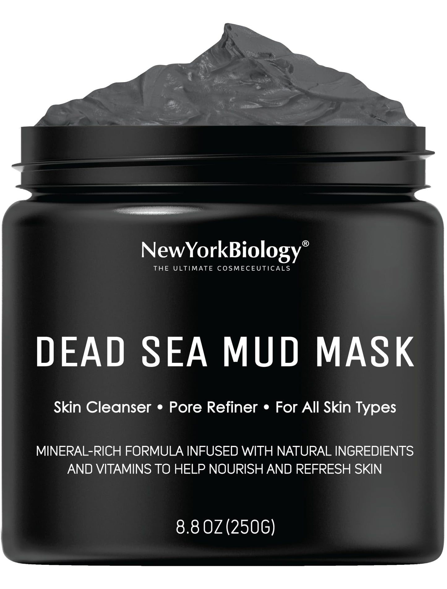 New York Biology Dead Sea Mud Mask for Face & Body, Pore Refining, Natural Skincare for Oily Skin, Tightens & Nourishes, 8.8 oz