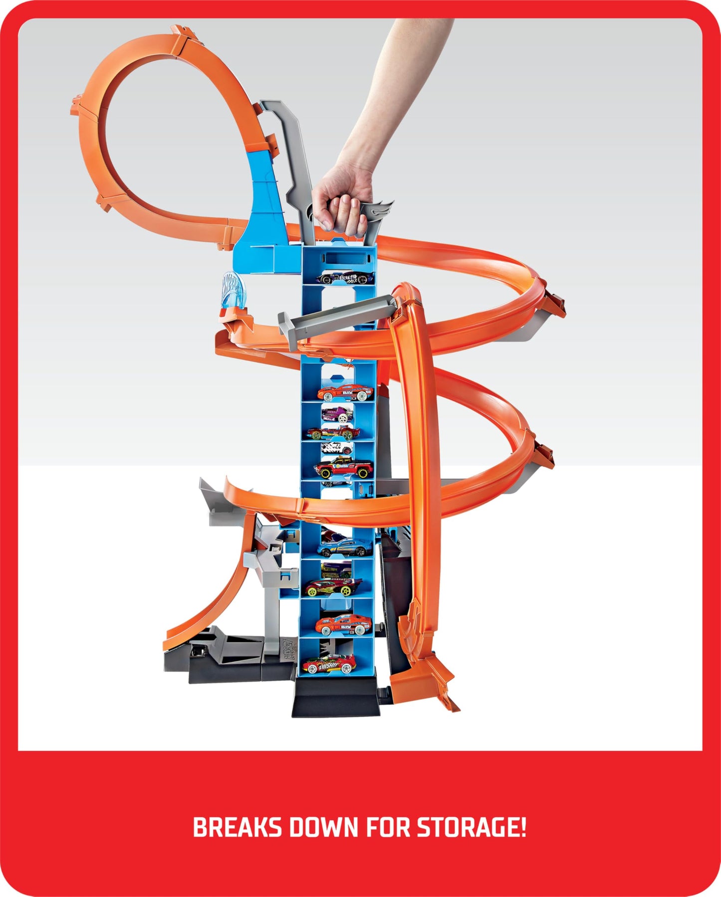 Hot Wheels Sky Crash Tower Track Set with Motorized Booster, 2.5+ ft High, Includes 1 Car, Race Multiple Vehicles, Kids Toy Ages 5+