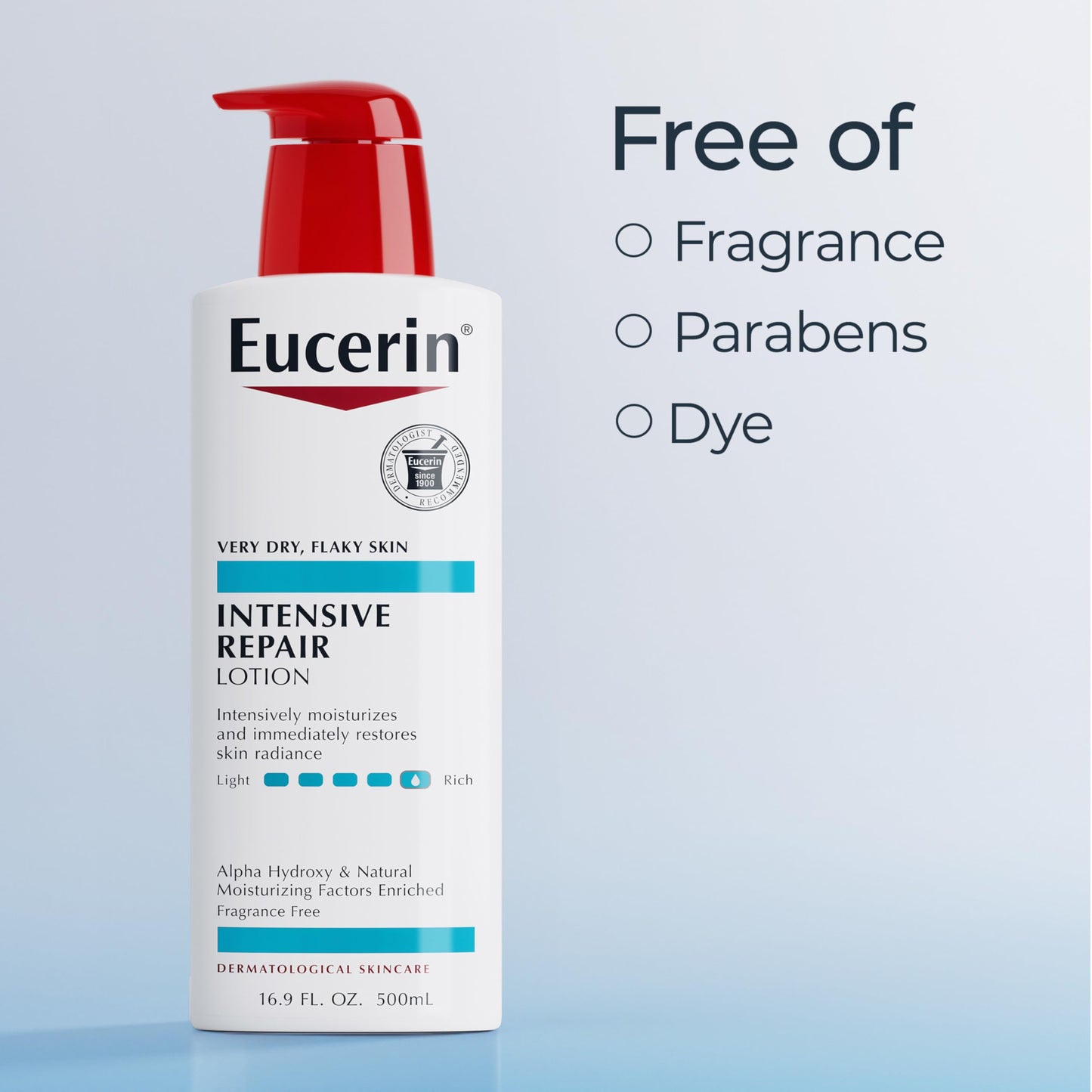 Eucerin Intensive Repair Body Lotion for Very Dry Skin – Moisturizes, Exfoliates & Conditions, Fragrance & Paraben Free, 16.9 oz