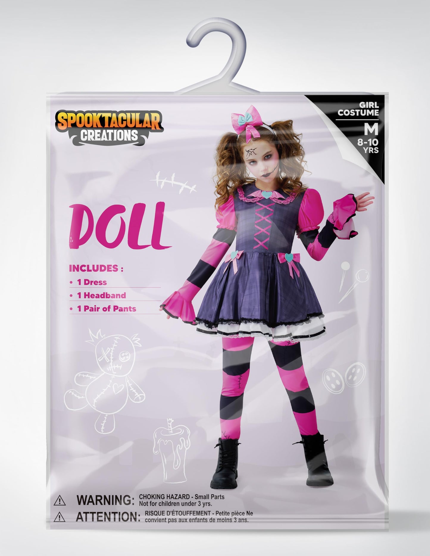 Spooktacular Creations Halloween Creepy Scary Doll Costume for Girls, Halloween Costume Set for Kids, Girls Spooky Doll Outfit