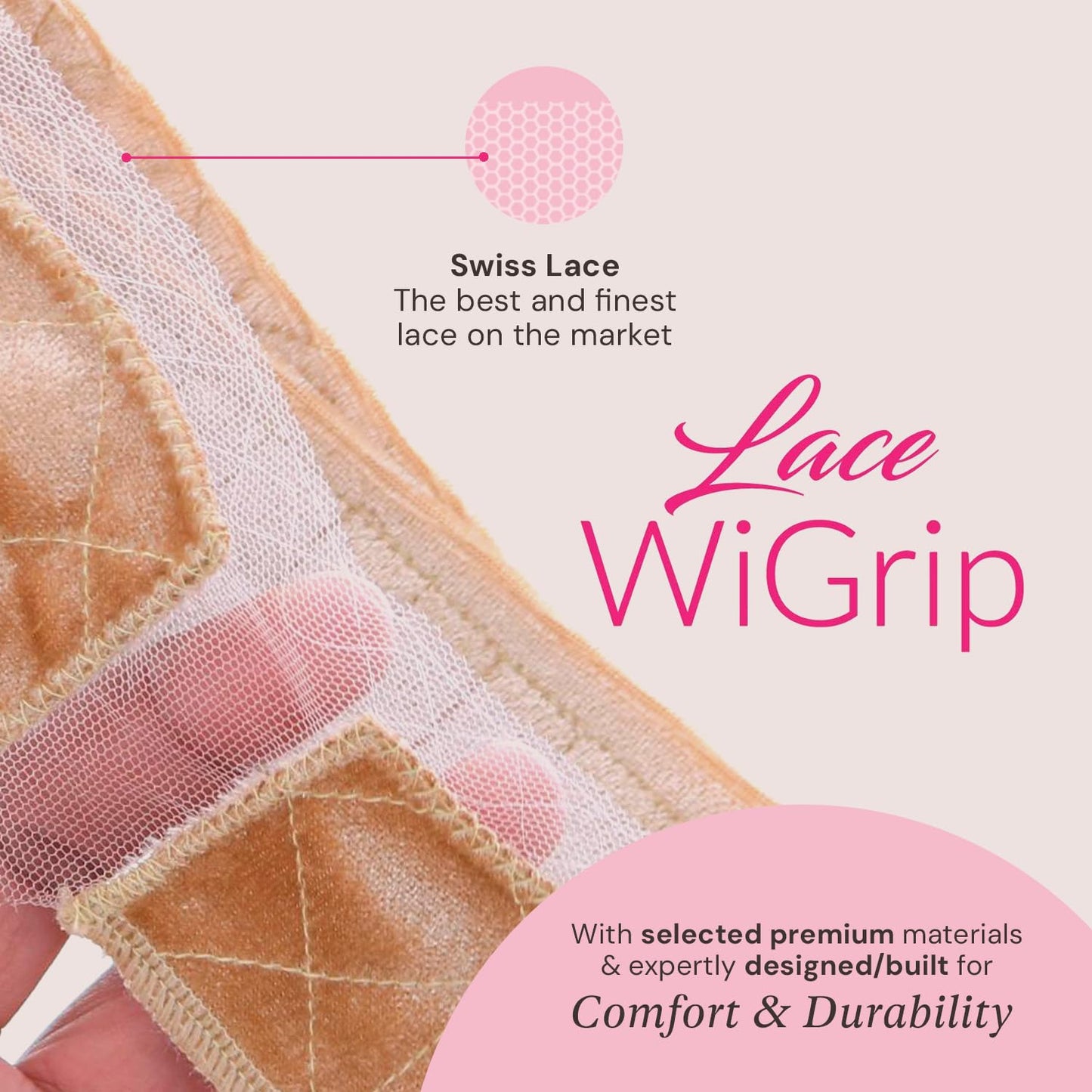 MILANO COLLECTION Premium Lace Wig Grip Band for Women – Adjustable, Reinforced Velvet Headband for Secure, Glueless Wig Hold, Nude