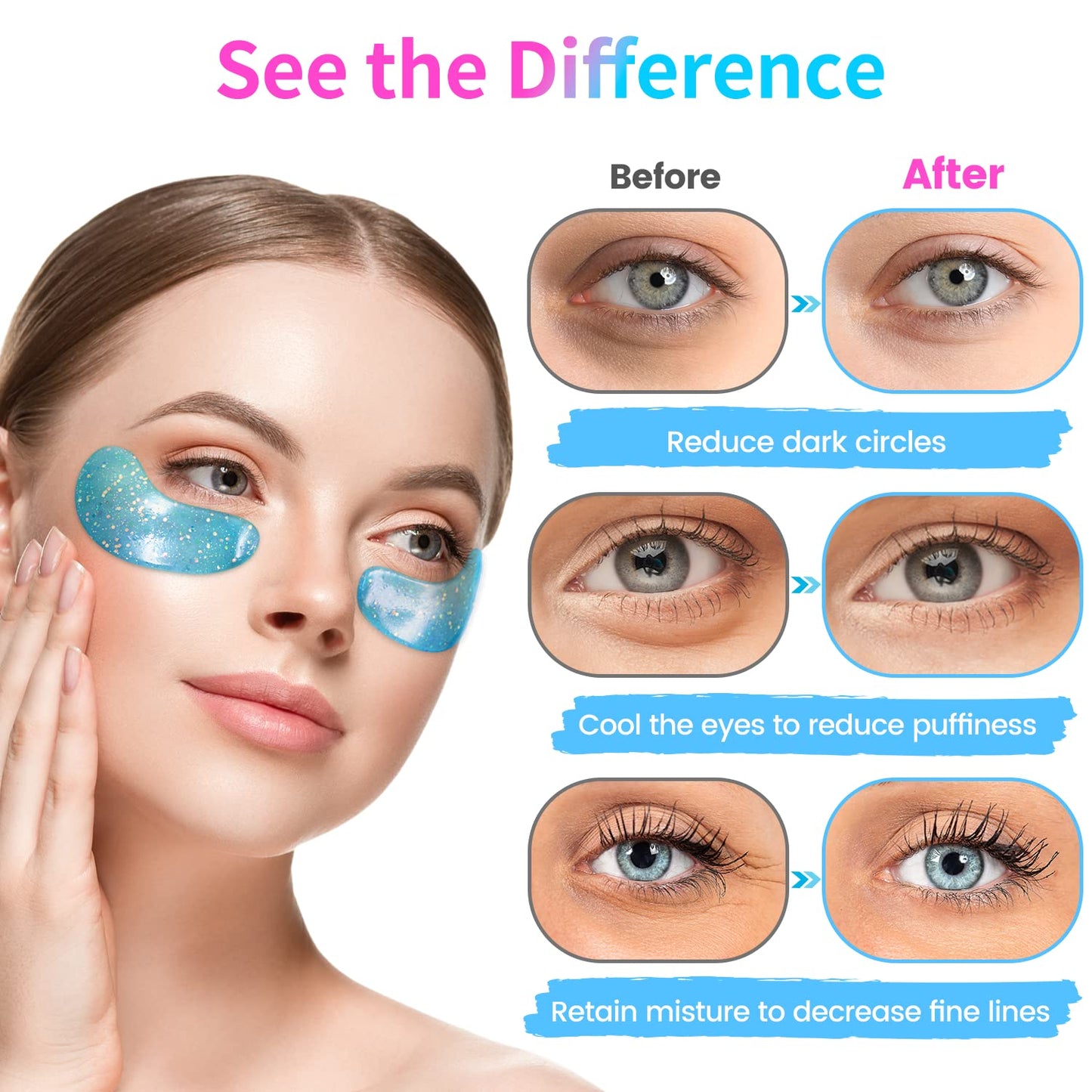 Onespring Under Eye Patches (24 Pairs) – Gel Pads for Wrinkles, Puffiness, Dark Circles & Eye Bags, Collagen Eye Mask for Refreshing Eyes