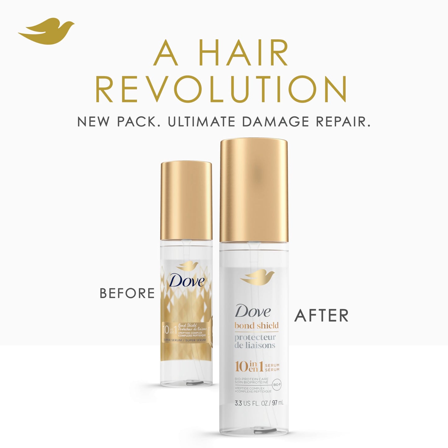 Dove Serum Bond Strength for Chemically Damaged Hair with Bio-Protein Care Technology and Peptide Complex 3.3 Fl Oz