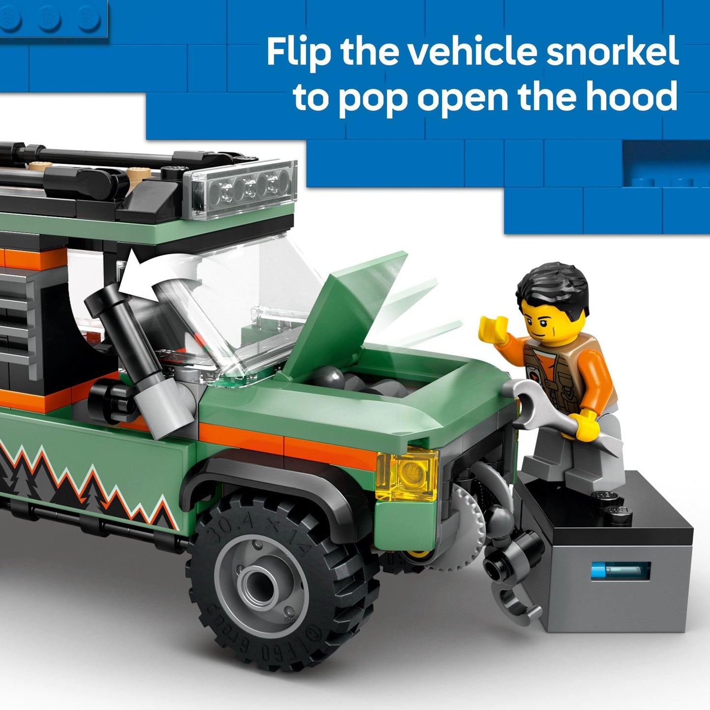 LEGO City Off-Road 4x4 Mountain Truck Set for Kids 6+ with Adventurer Minifigure & Accessories – Birthday & Holiday Gift