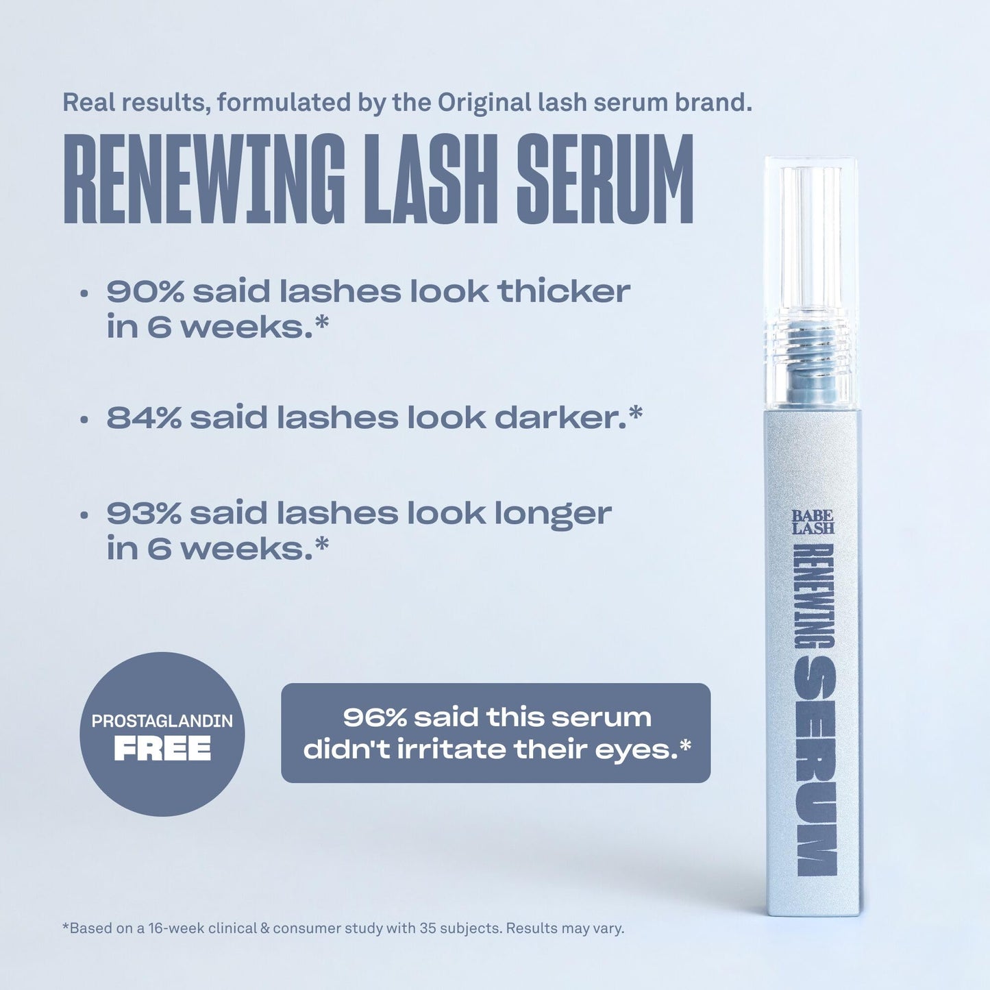 BABE ORIGINAL Renewing Lash Serum – Peptide Eyelash Treatment for Fuller, Longer Natural Lashes, Nourishing & Cruelty-Free