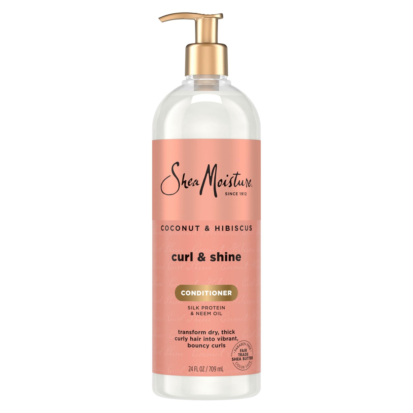 Shea Moisture Curl & Shine Conditioner Coconut & Hibiscus, for Thick, Curly Hair, to Moisturize & Soften, 24 oz