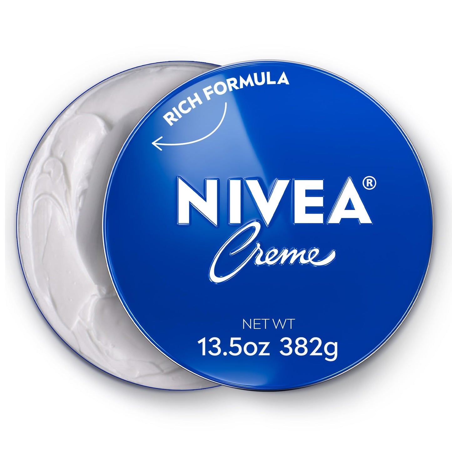 NIVEA Creme Body, Face and Hand Moisturizing Cream for All Skin Types, Rich Body Moisturizer with Provitamin B5, 13.5 Oz Tin