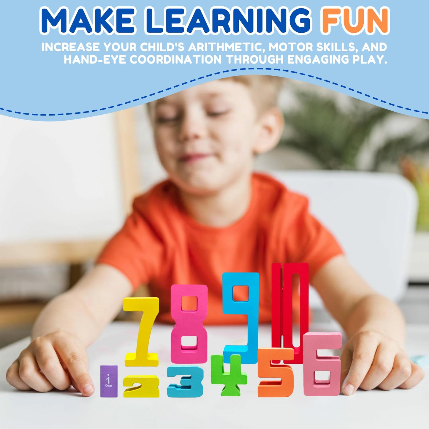 20Pcs Wooden Number Blocks – Montessori Math & Counting Learning Toy for Kids, Parent-Child Interaction, Educational Stocking Stuffer