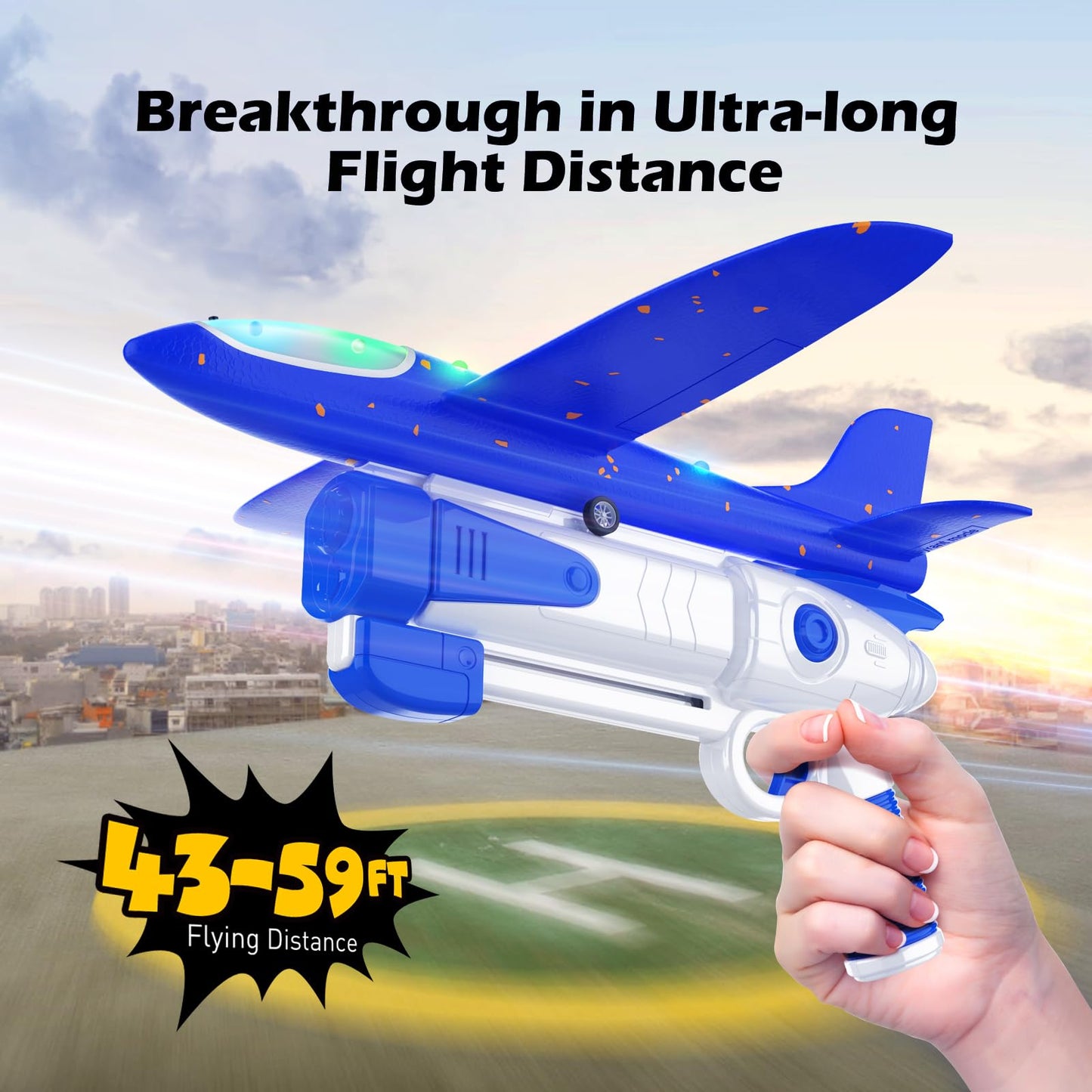 Wesfuner 3 Pack Foam Airplane Launcher Toys, Ultra Long Gliding Distance, Kids Flying Toy, Boys Girls Birthday Gifts, Outdoor Sport Party Favor