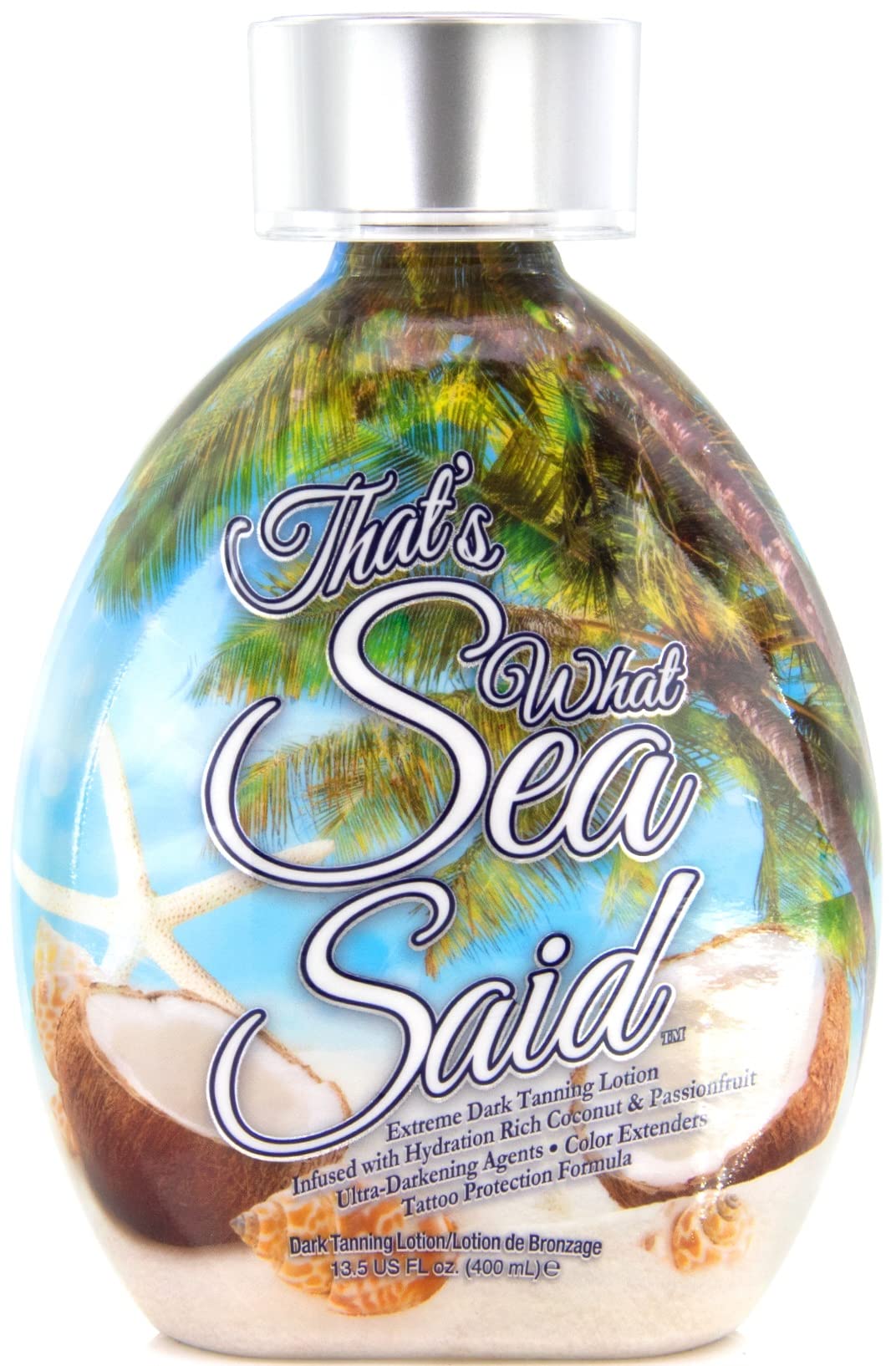 That’s What Sea Said Tanning Lotion Accelerator – Indoor & Outdoor Use, Safe for Face, Body & Tattoos, Coconut Oil, No Bronzer