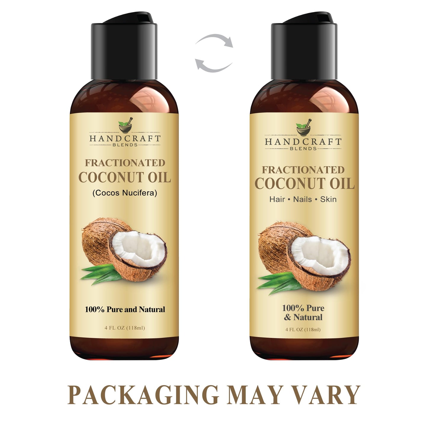 Handcraft Blends Fractionated Coconut Oil - 4 Fl Oz - 100% Pure and Natural - Premium Grade Carrier Oil for Skin and Hair - Hair and Body - Massage