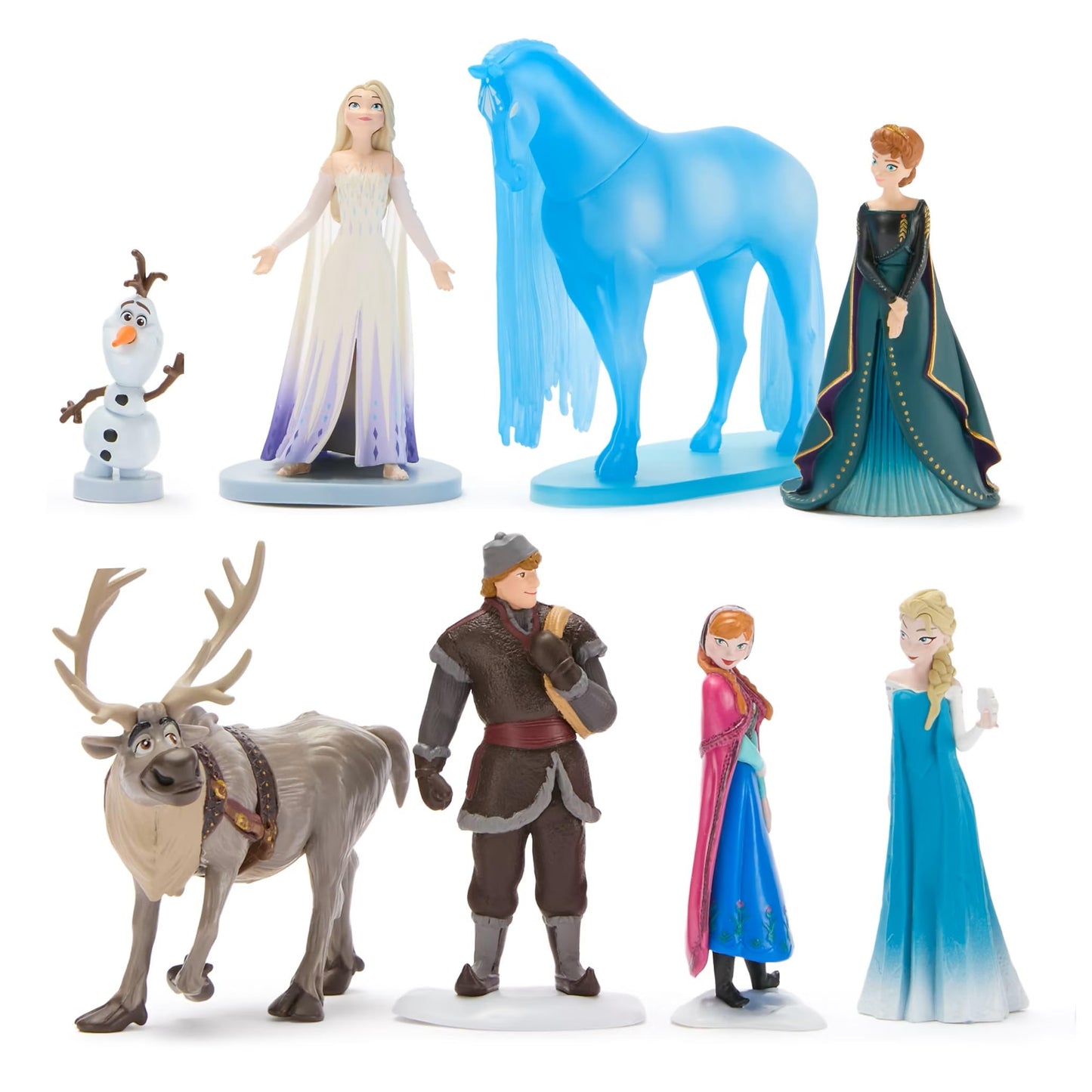 Disney Store Frozen Figure Set – 8 Sculpted Figures Including Anna, Elsa, Olaf & Kristoff in Double-Tier Box with Scenic Backgrounds