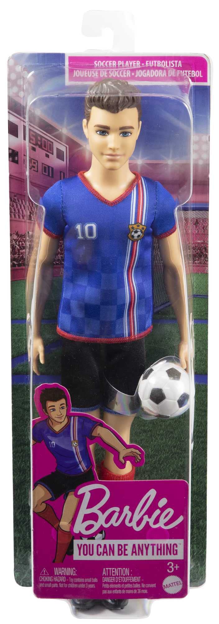 Barbie Careers Ken Fashion Doll & Accessory, Soccer Player with Cropped Hair, #10 Uniform, Tall Socks, Cleats & Ball