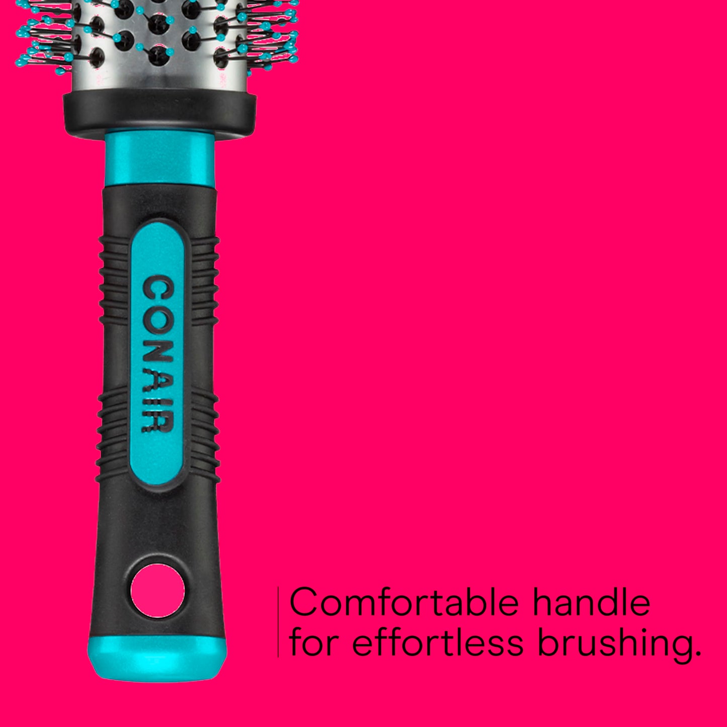 Conair Grip & Style Round Brush, Nylon Bristle Hair Brush for Blowout Styling, For Medium to Long Lengths, Ideal for Curly Hair