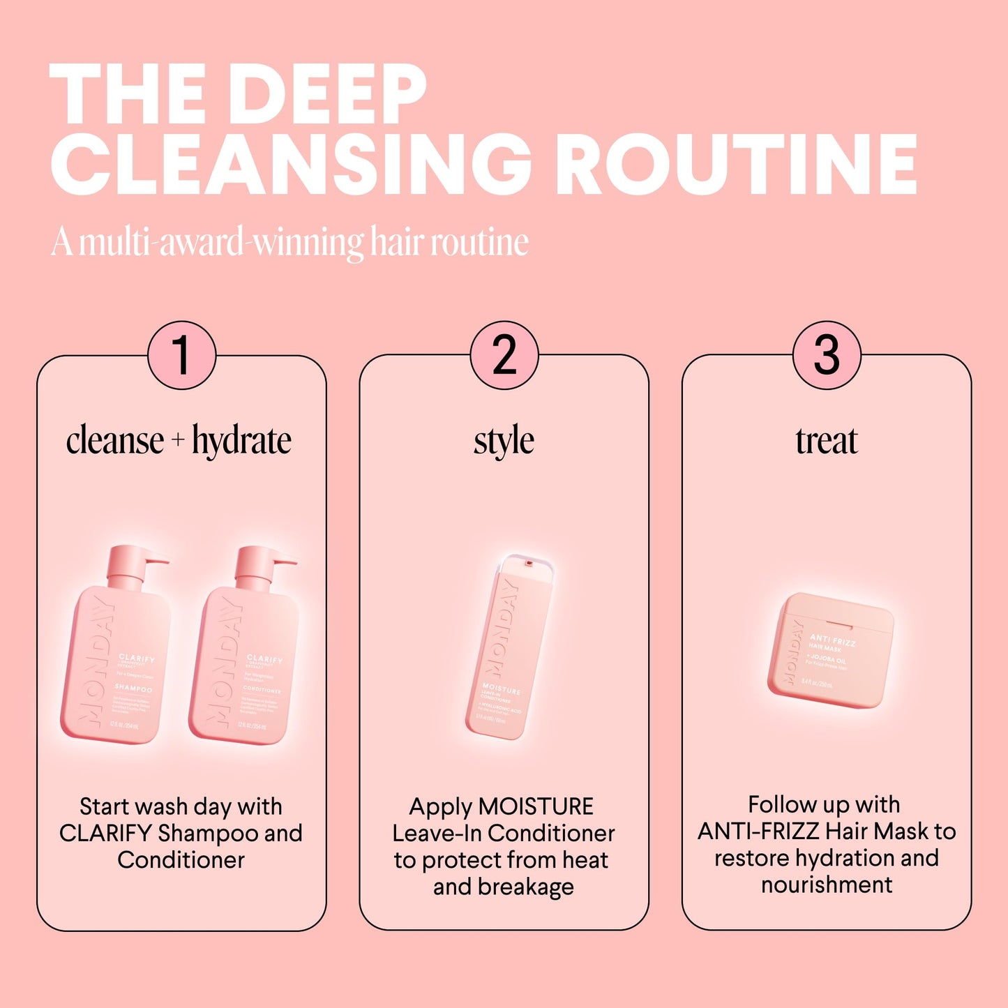 MONDAY HAIRCARE Clarify Shampoo & Conditioner Set for Oily Hair, 12 oz – With Grapefruit Extract, Coconut Oil, Shea Butter, Vitamin E & Pro-Vitamin B5