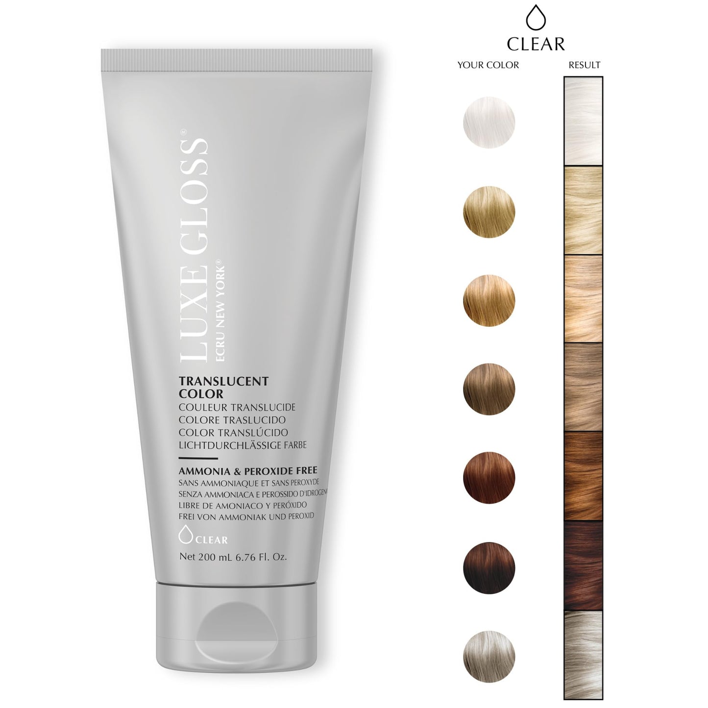 ECRU New York LUXE GLOSS Hair Gloss for Enhanced Color and Glass-Like Shine, Clear