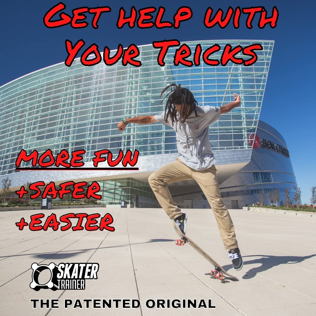 Skater Trainers for Kids 8-12 - Learn Ollies, Kickflips & Tricks Faster - Skateboarding Accessories, Stocking Stuffers, Fits All Wheels