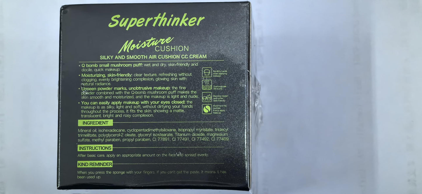 Air Cushion CC Cream Mushroom Head Foundation, Moisturizing BB Cream Makeup Long Lasting Matte Concealer (Natural)