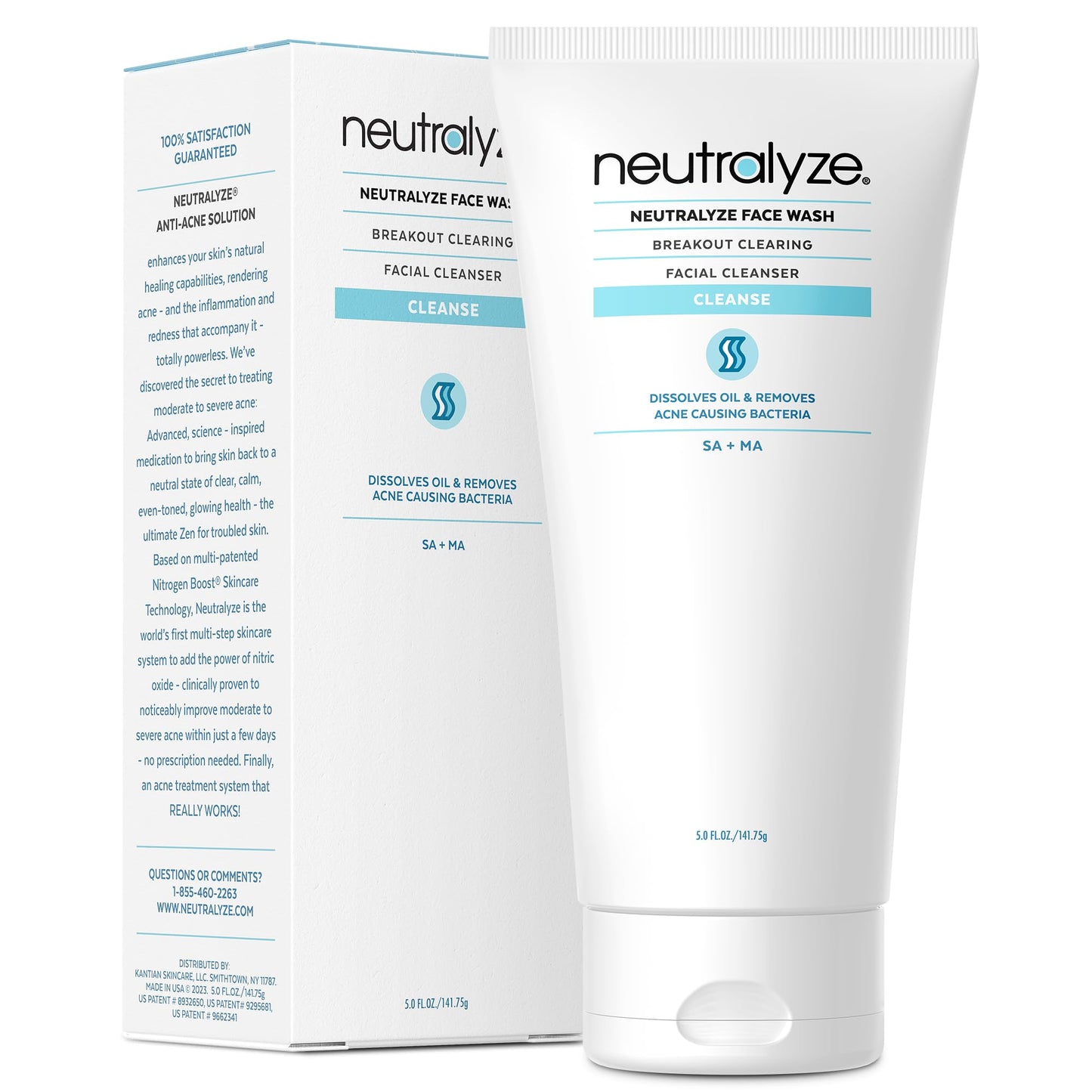 Neutralyze Acne Face Wash with 2% Mandelic & 2% Salicylic Acid – AHA + BHA Cleanser for Acne-Prone Skin, 90+ Day Professional Use