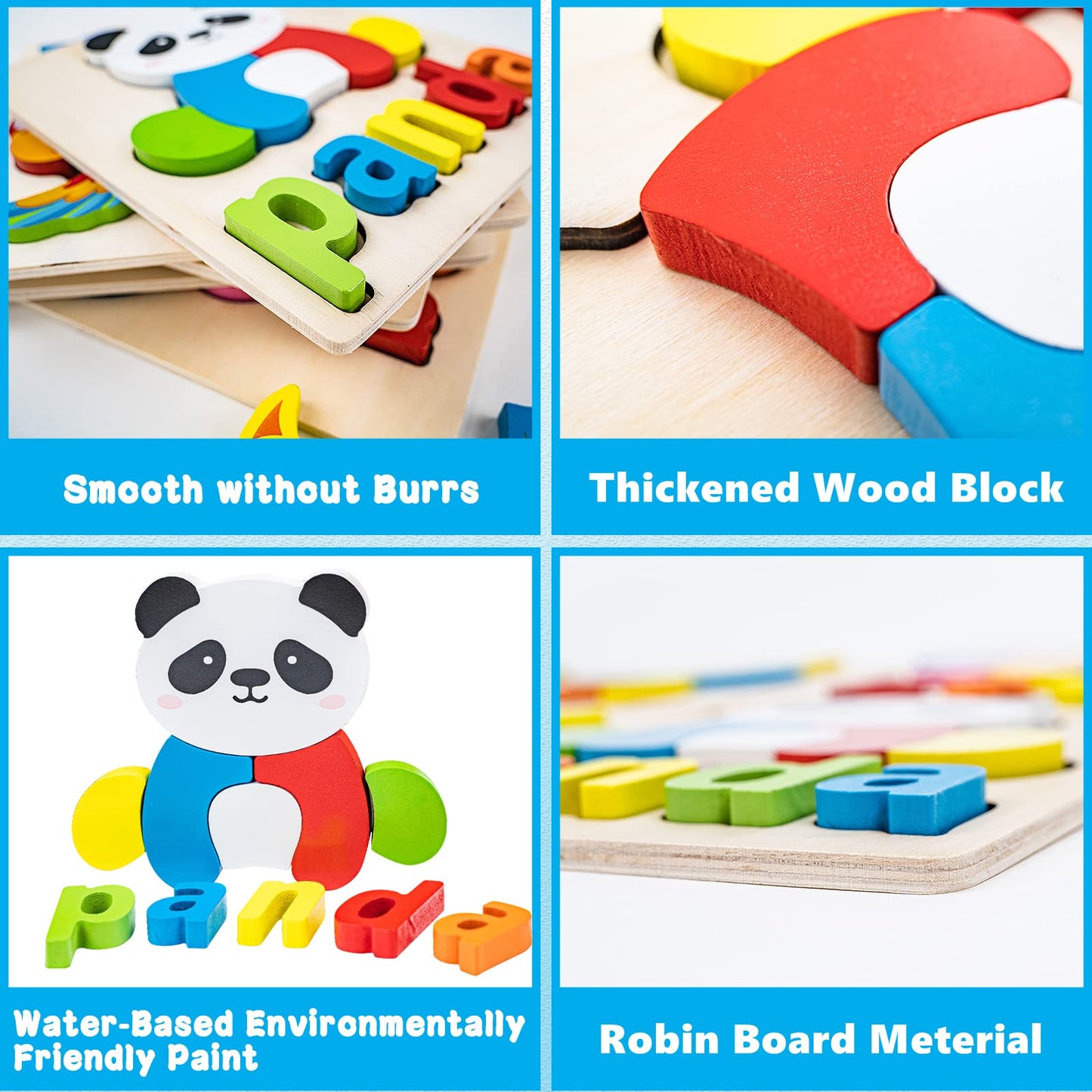 BOZE SUPOD Toddler Puzzles,Wooden Puzzles for Todder 1 2 3 Years Old Boys Girls Eco Friendly Wooden Toys Educational Preschool Gift for Kids(6 Pack)
