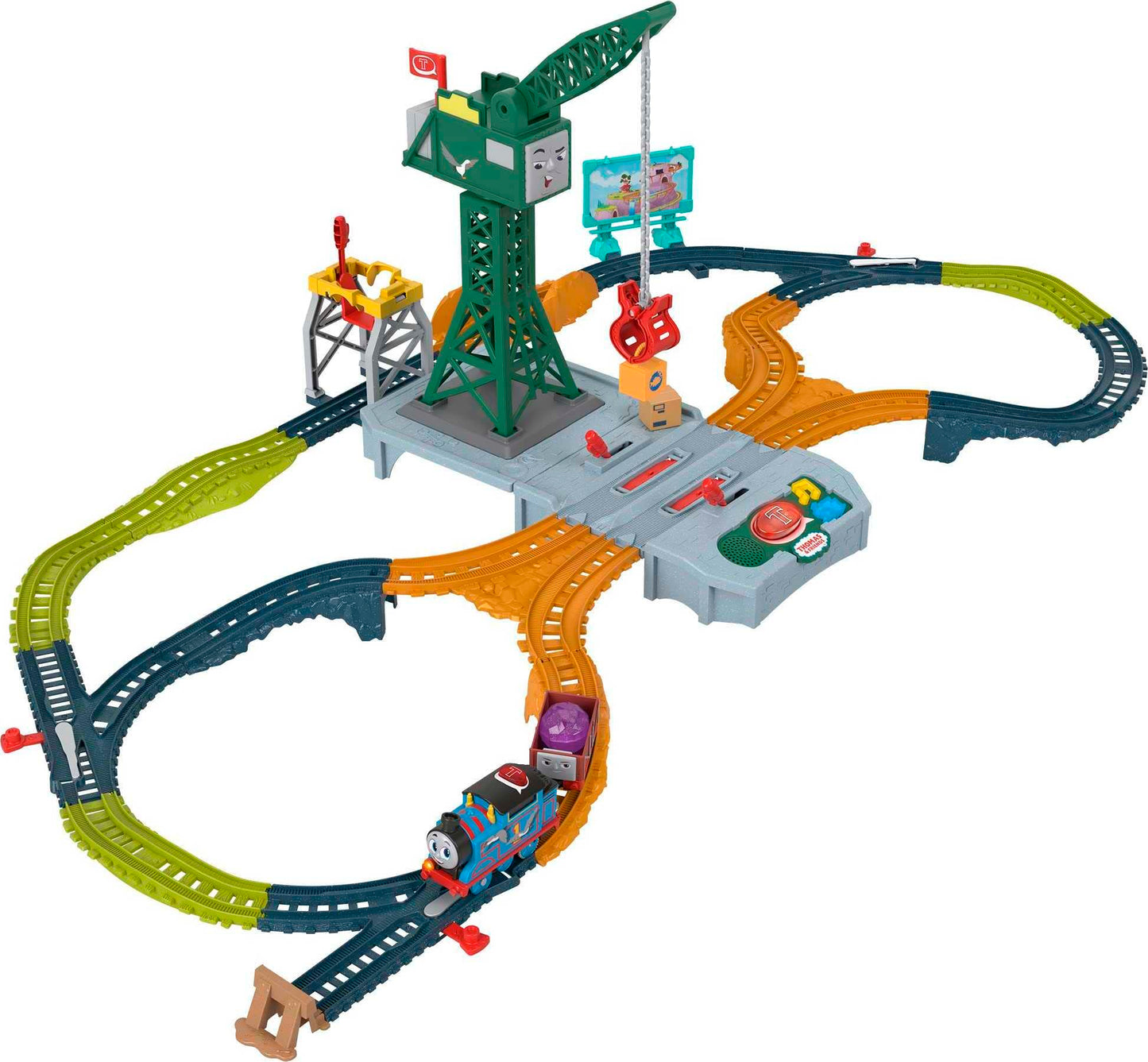 Thomas & Friends Motorized Train Set, Talking Cranky Delivery Set, Talking Crane & Battery Powered Toy Train with Songs & Sounds (Amazon Exclusive)