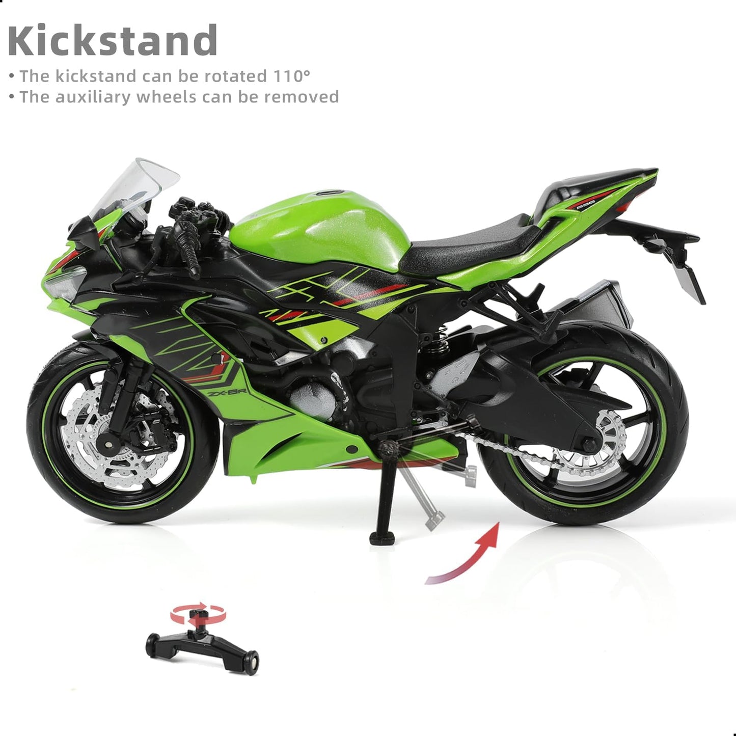 Risopen 1:12 Motorcycle Model Toy for Kawasaki Ninja ZX-6R Metal Die-cast with Plastic Motorcycle Model Mini Moto Gift for Adult