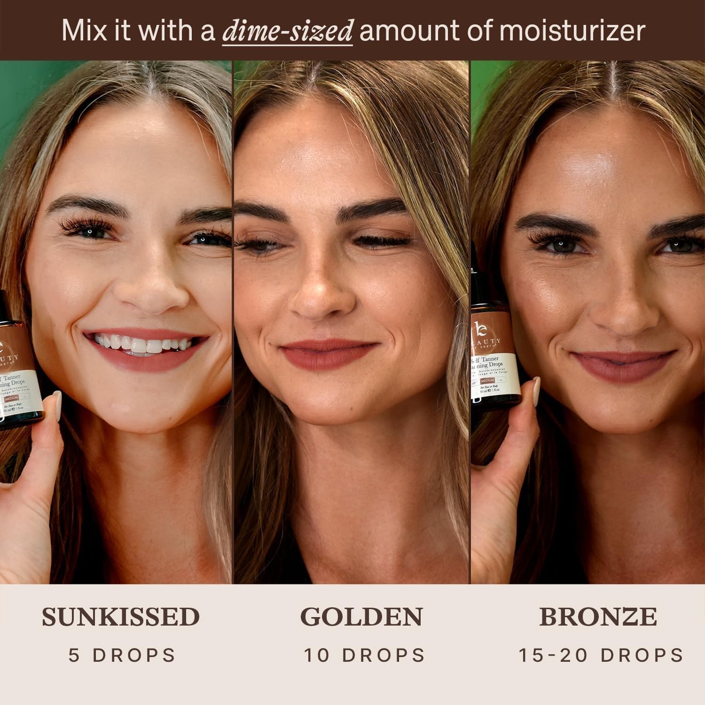 Self Tanning Drops for Face & Body โ Medium Shade, Natural & Organic Ingredients, Moisturizing Bronzing Tanner, USA Made, Toxin-Free Fake Tan