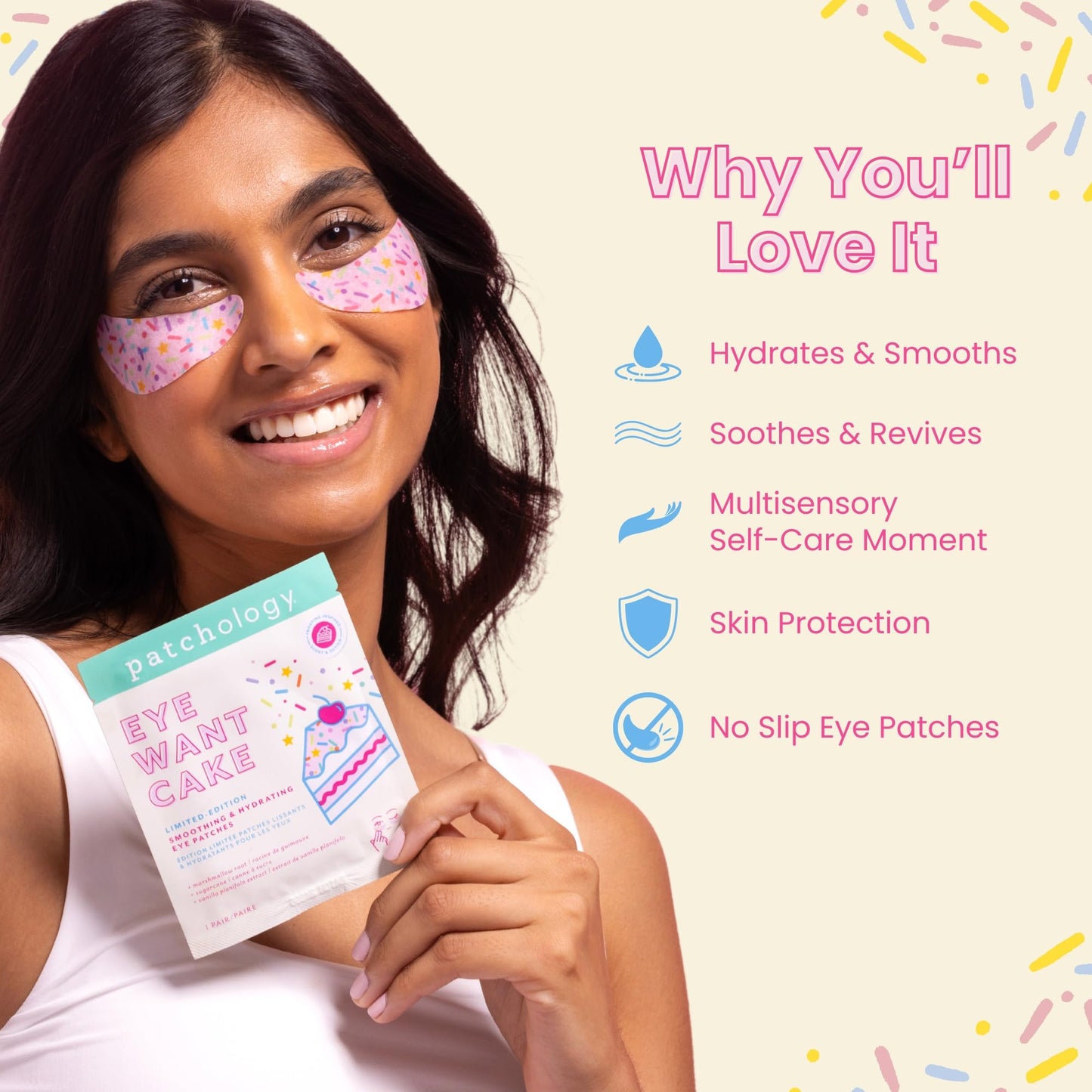 Patchology Eye Want Cake Eye Patches – Hydrating & Smoothing Under-Eye Masks for Dark Circles, Puffiness & Fine Lines, 5-Pack