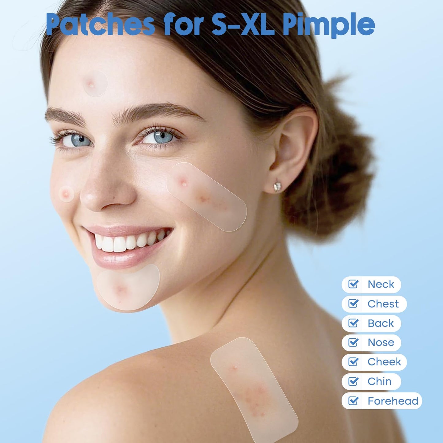 Large Acne Pimple Patches for Face – 331 Hydrocolloid Spots, 7 Sizes, Tea Tree, Salicylic Acid & Cica Oil, Big Spot Covers