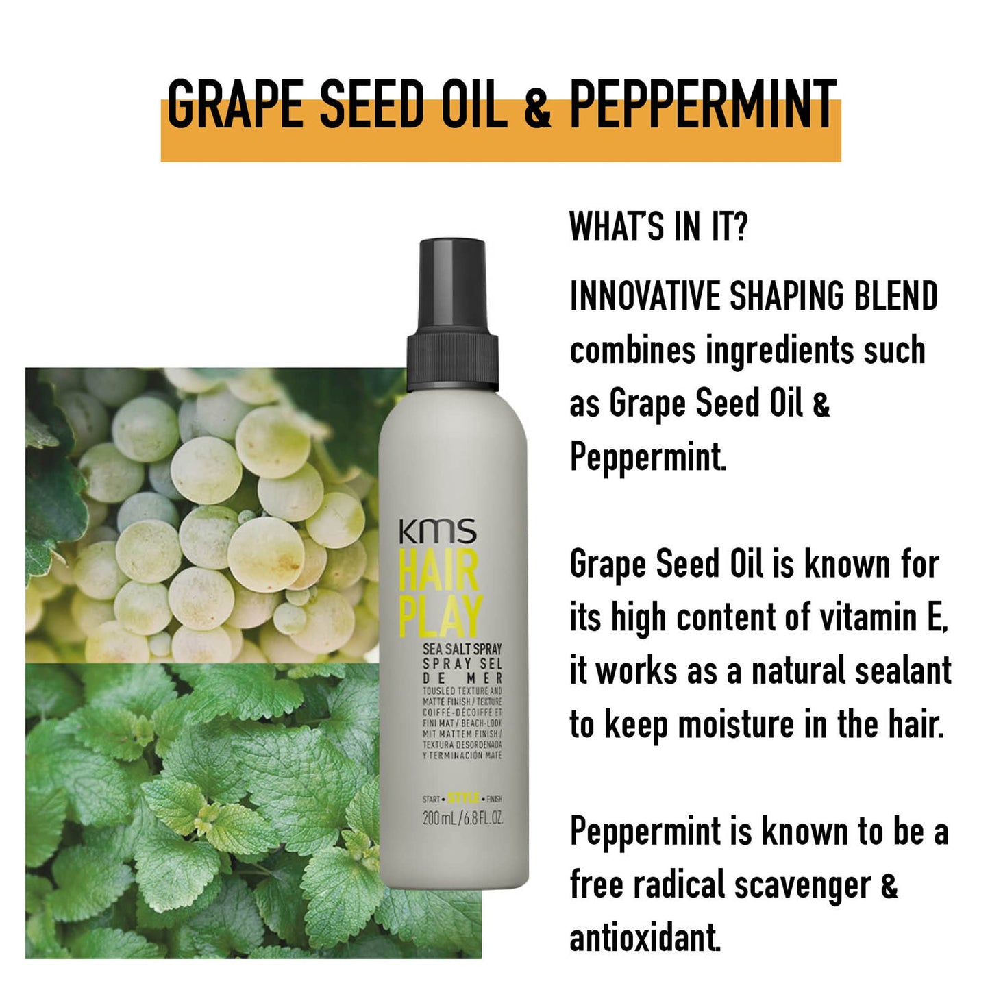 KMS HAIRPLAY Sea Salt Spray, 6.7 oz