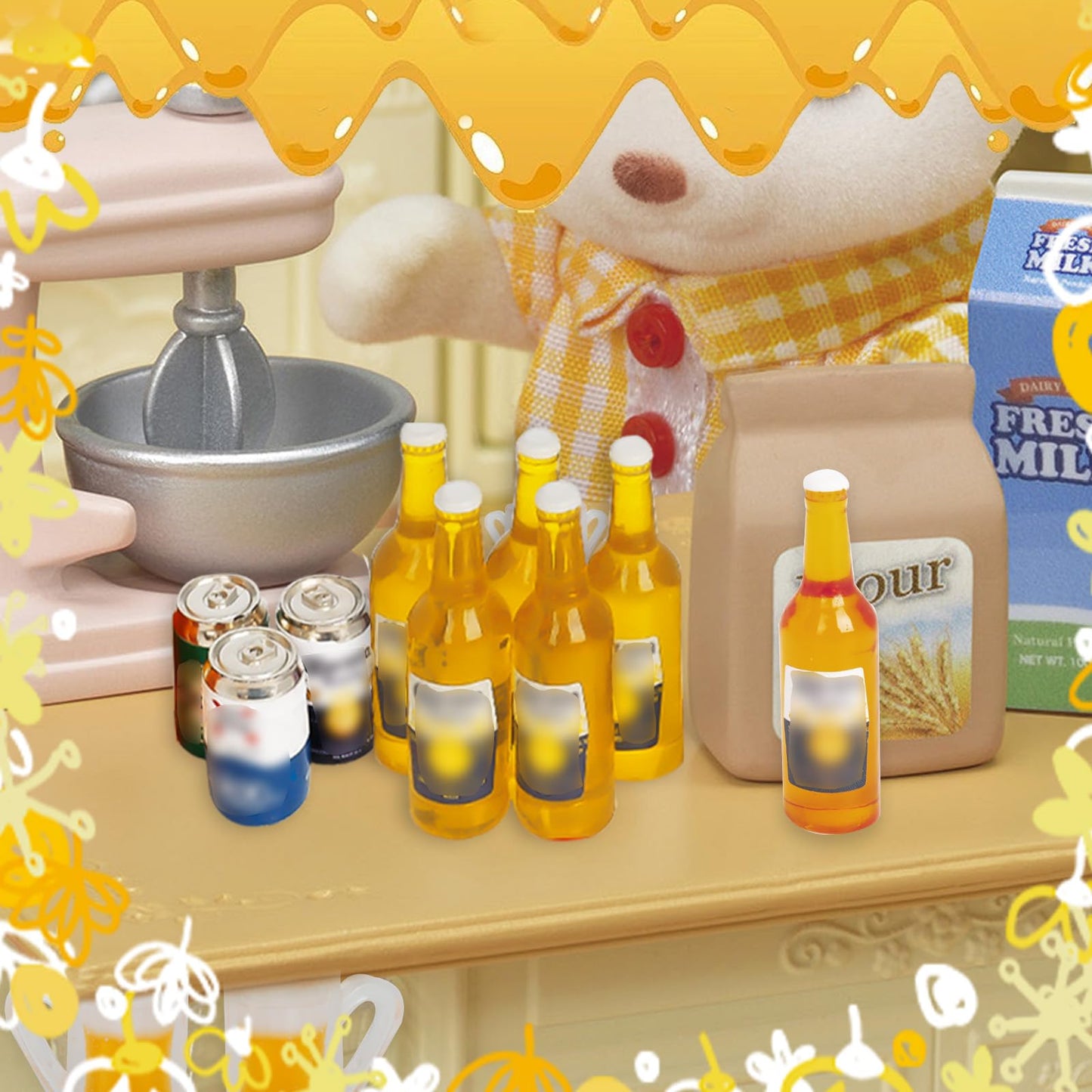 1:12 Scale 11 Pcs Miniature Beer Bottles and Beer Cans Mini House Drink Accessories for Fairy Garden Pub Bar Decoration Dollhouse Beer Glass Model