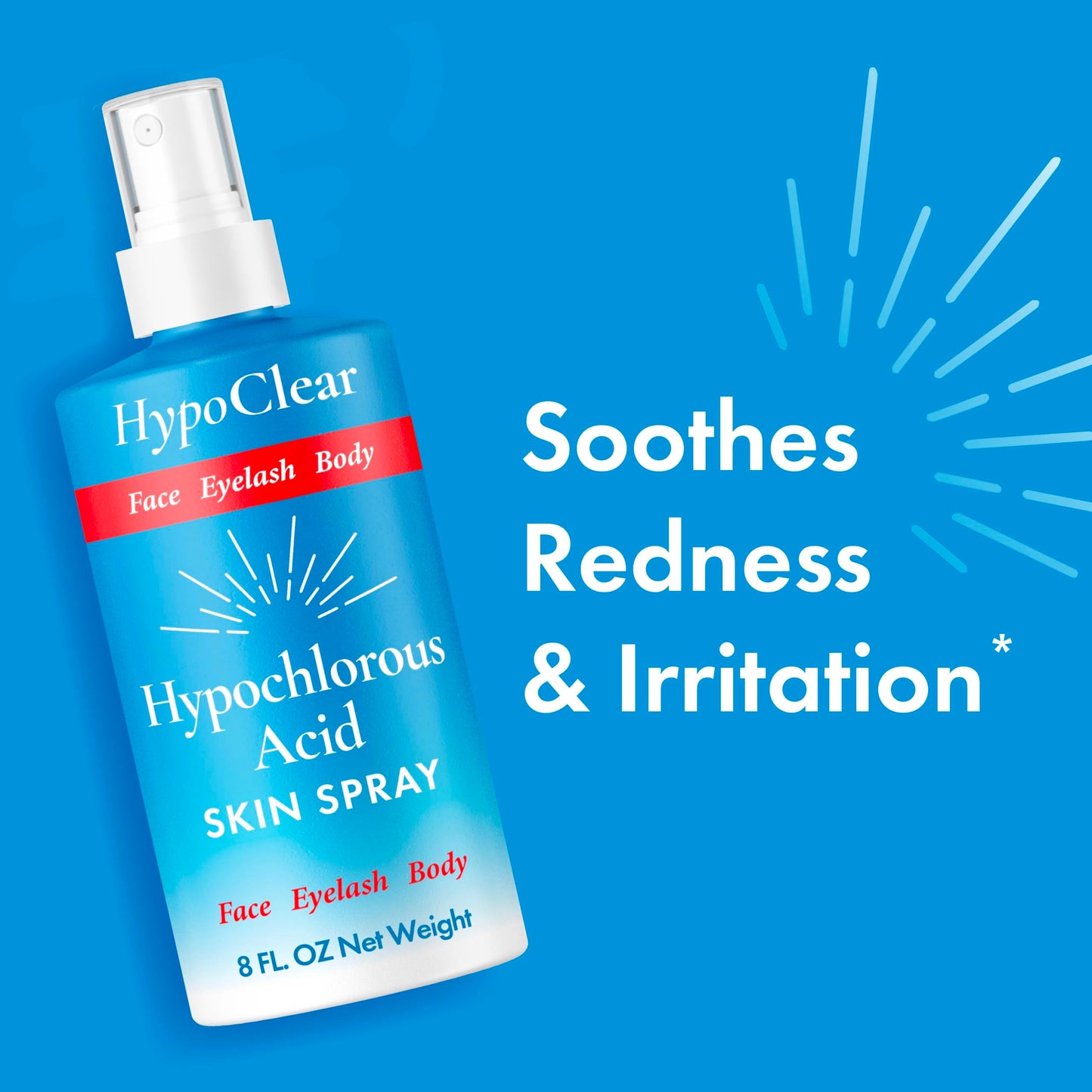 Hypochlorous Acid Spray 0.02% HOCl – Gentle Daily Cleanser for Face, Body & Eyelids, Safe for Acne-Prone, Red or Sensitive Skin, Non-Sting, 8 oz