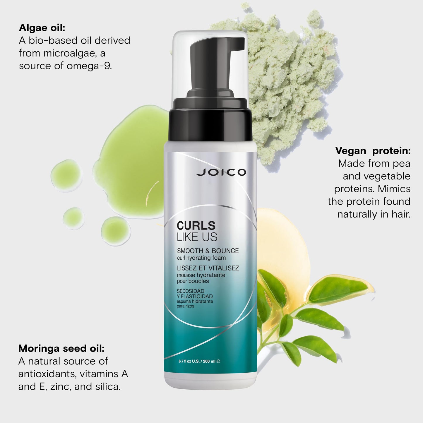 Joico Curls Like Us Smooth & Bounce Curl Foam | Hydrating Curl Enhancer for Curly Hair | Reduces Frizz, Adds Shine & 72-Hour Humidity Protection | 6.7 Fl Oz