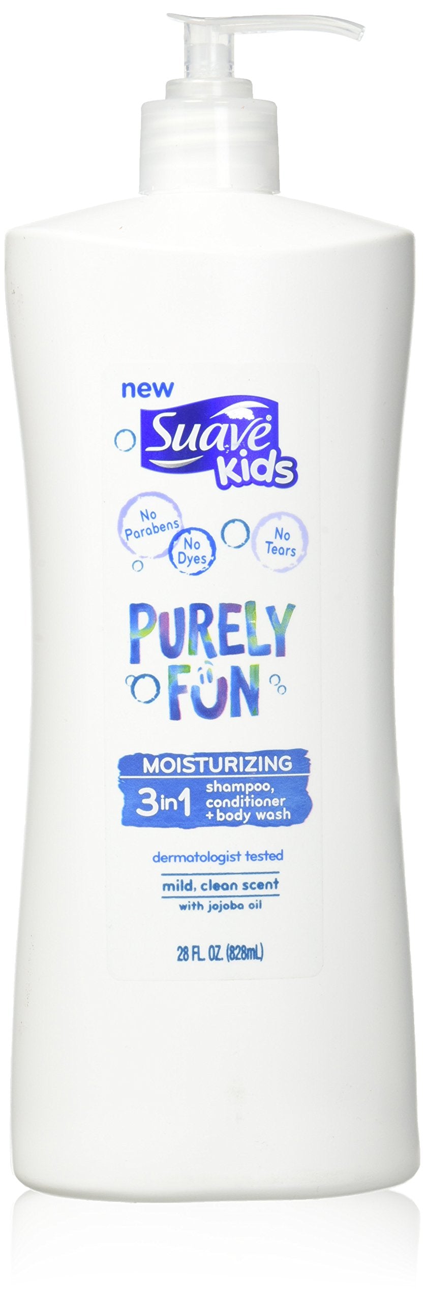 Suave Kids 3 In 1 Shampoo + Conditioner+ Body Wash Purely Fun, 28 Ounce(Packaging May Vary)