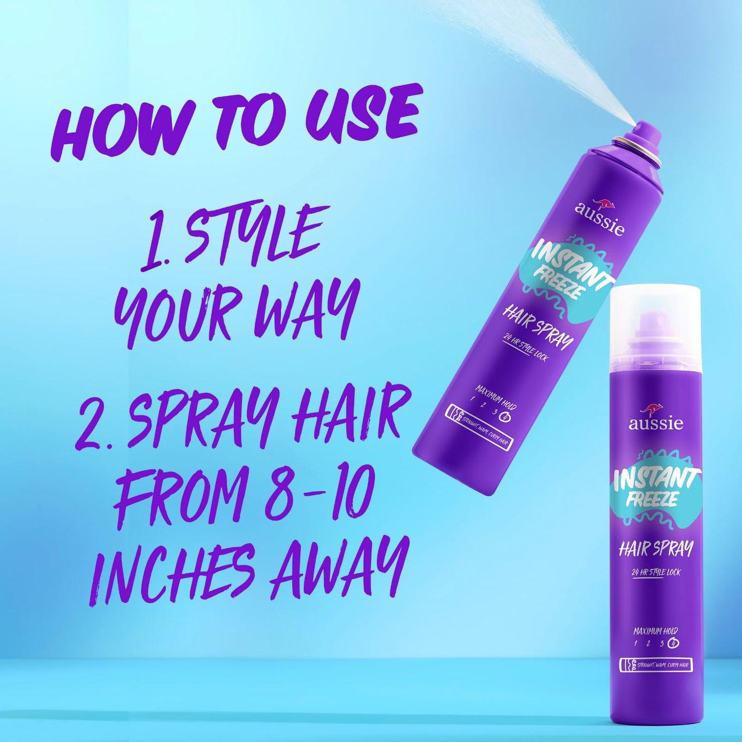 Aussie Instant Freeze Hair Spray 3 Pack (10 Fl Oz Each) | Extreme Hold with Jojoba Oil & Sea Kelp | Long-Lasting, Fresh Citrus Scent, All Hair Types