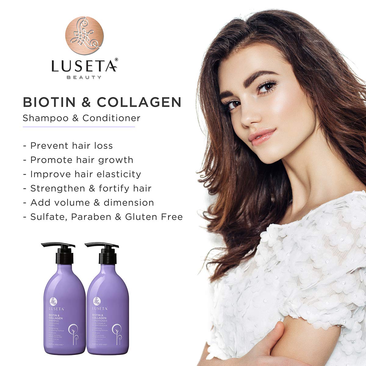 Luseta Biotin & Collagen Conditioner 33.8oz – Thickening Formula for Hair Growth & Hair Loss – Argan Oil Repair, Sulfate & Paraben Free