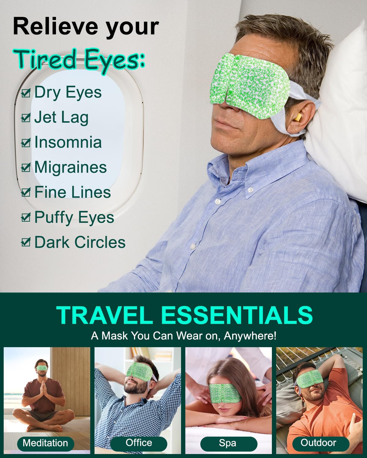 16 Pack Steam Eye Masks for Dry Eyes β Self-Heating Warm Compress for Fatigue & Puffiness Relief, Disposable Spa Eye Masks for Travel & Relaxation, Unscented