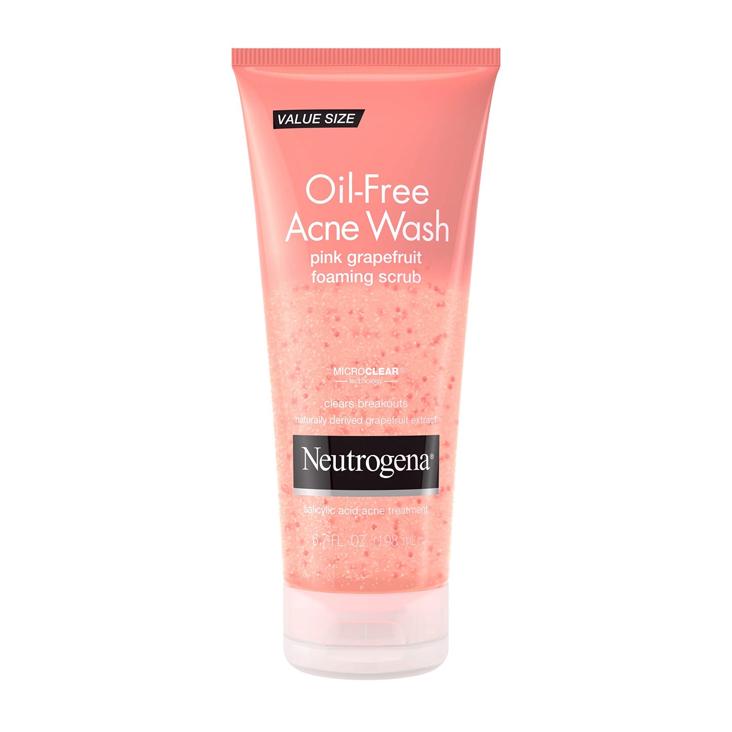 Neutrogena Oil-Free Pink Grapefruit Acne Face Wash with Vitamin C & 2% Salicylic Acid, Gentle Foaming Scrub for Breakouts, 6.7 fl. oz