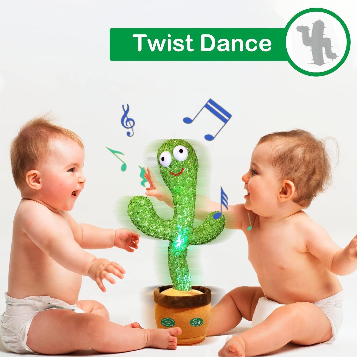 Pbooo Dancing Talking Cactus Toy - 120 Songs, LED, Voice Record, Singing & Dancing Mimicking Plush Toy for Babies & Kids