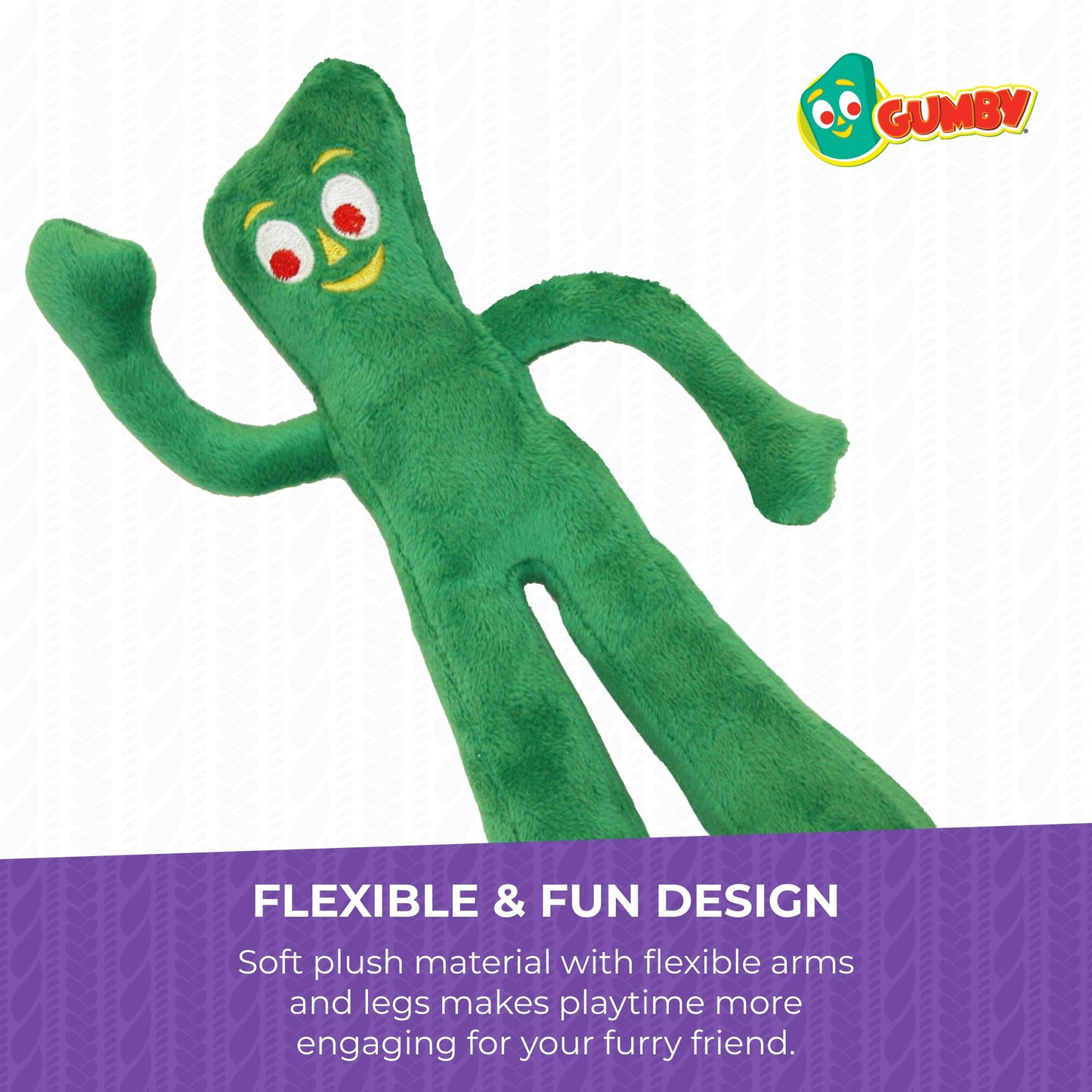 Multipet Gumby Dog Plush Toy, 9" Green – Soft Squeaky Stuffed Animal with Flexible Arms & Legs for Dogs to Cuddle, Fetch & Play
