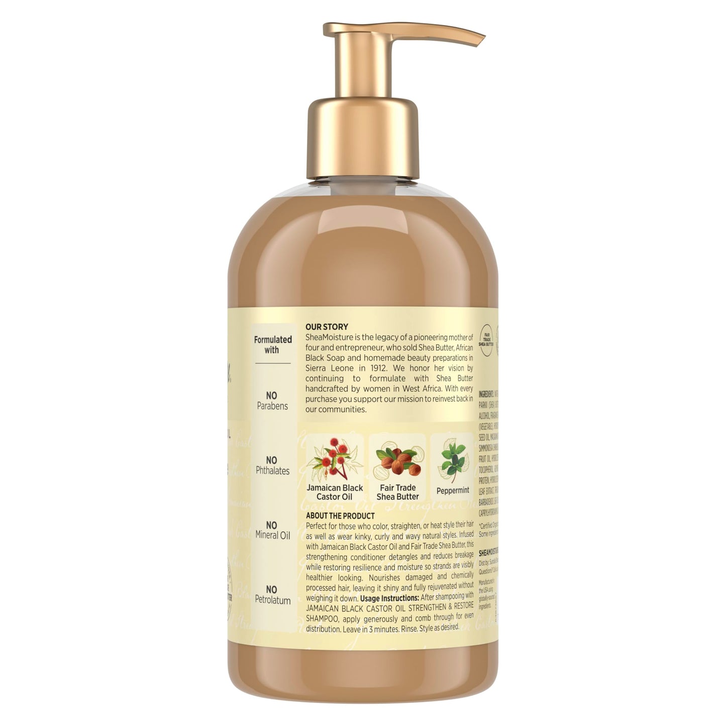 SheaMoisture Jamaican Black Castor Oil Conditioner with Shea Butter, Peppermint & Apple Cider Vinegar – Smooth & Nourish Hair, 13 oz