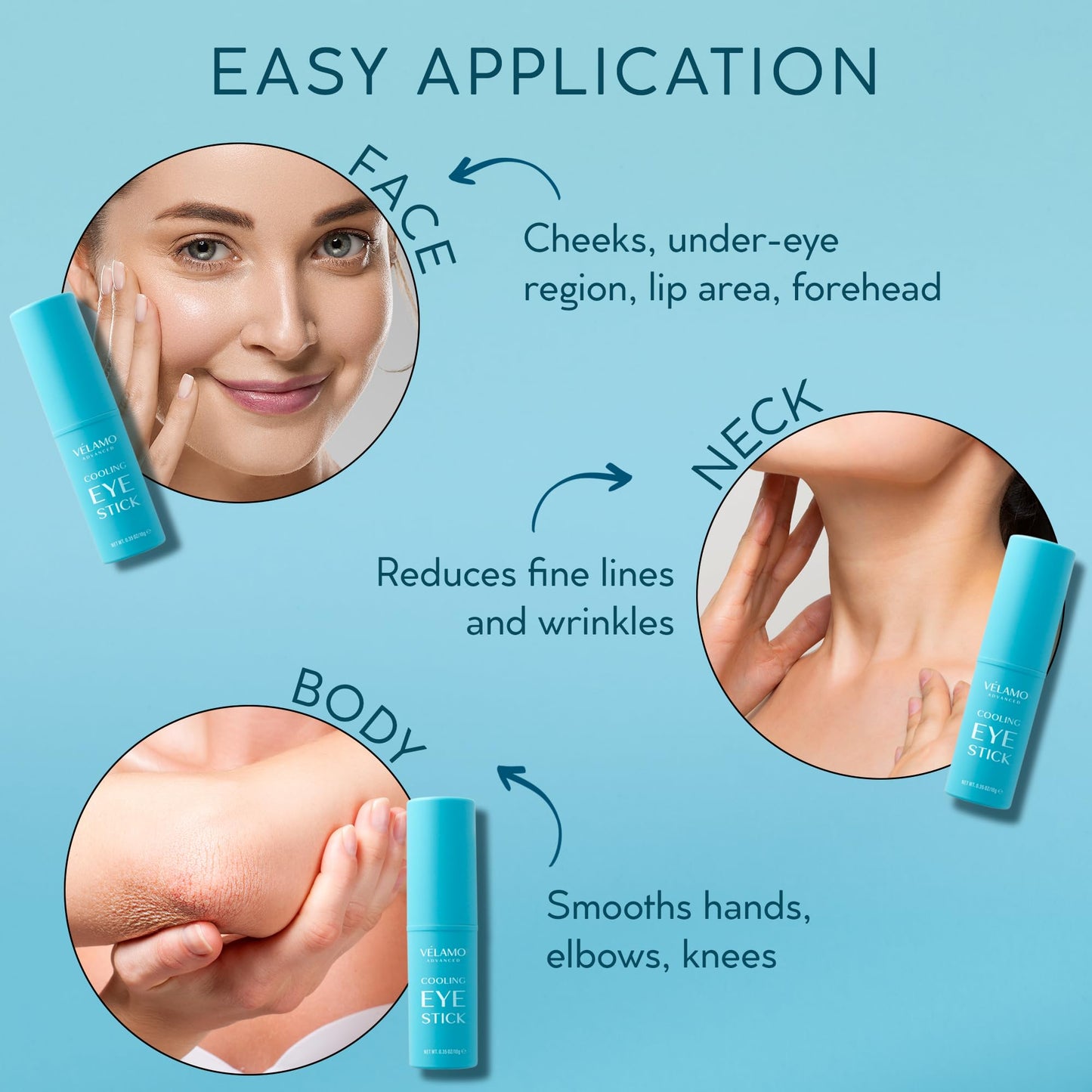 Cooling Eye Balm Stick with Caffeine – Under Eye Treatment for Dark Circles, Puffiness & Bags, Hydrating with Hyaluronic Acid, On-the-Go 0.35 oz