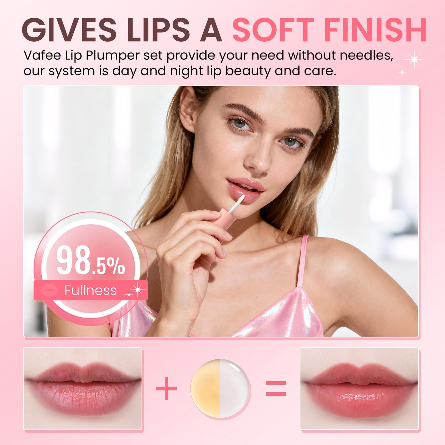 DEROL Lip Plumper by Vafee – Natural Lip Enhancer & Hydrating Serum, Reduces Fine Lines for Fuller, Beautiful Lips, 5.5ML